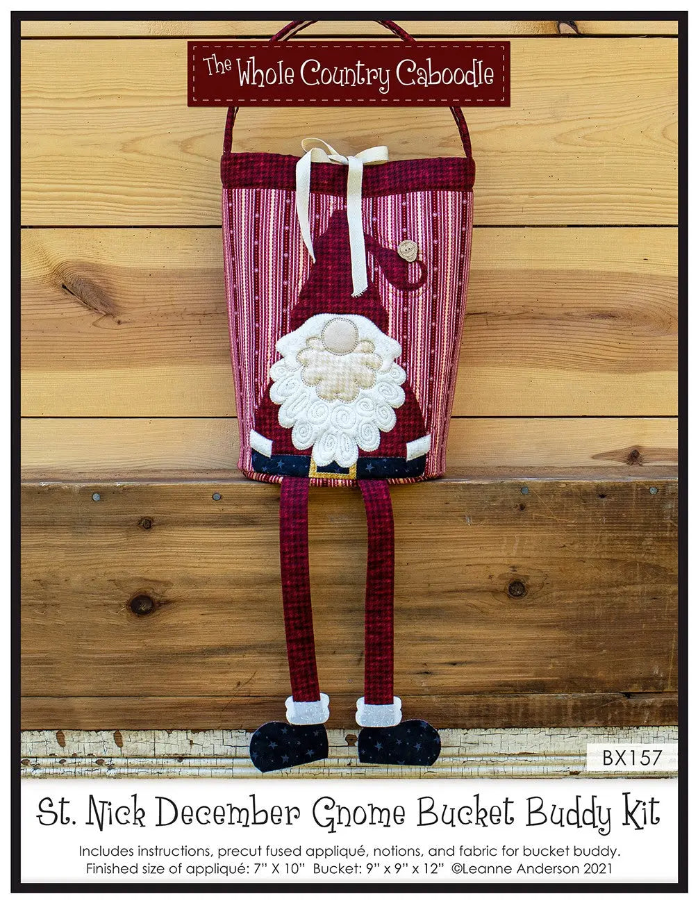 December St. Nick Gnome Bucket Buddy Kit - Linda's Electric Quilters