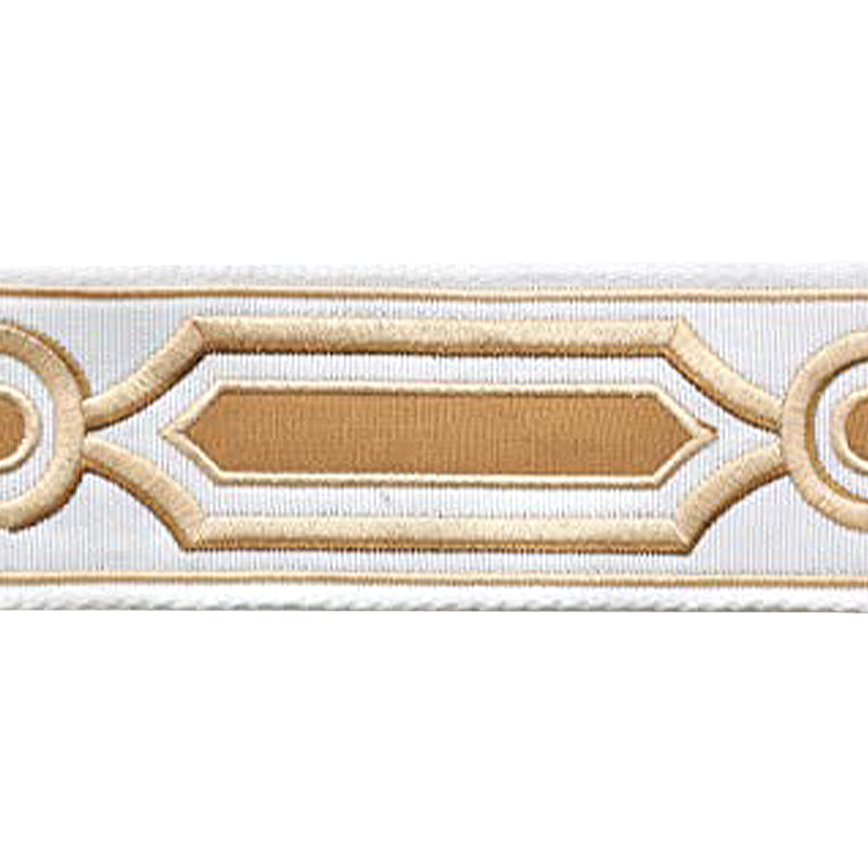 Decorative Chenille Trim Tape - 2 1/4" Width (23-30 Yard Roll) - BR-7345-16 White/Gold