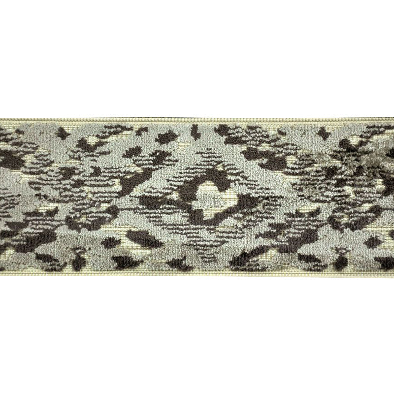 Decorative Chenille Trim Tape - 3 1/2" Width (25 Yard Roll) - BR-7521-49/11 Metal Grey/Beige