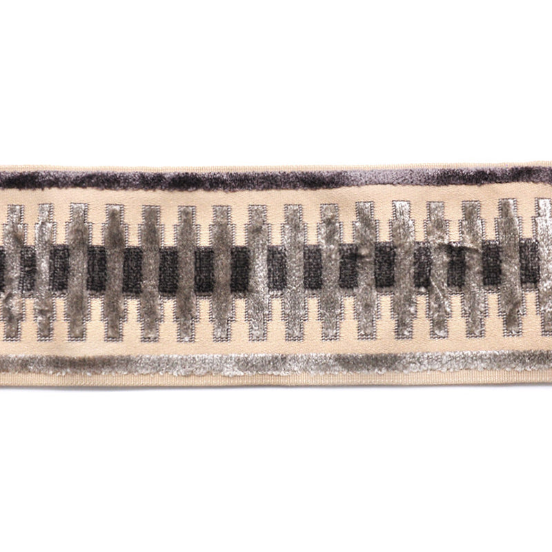 Decorative Chenille Trim Tape - 3 1/2" Width (25 Yard Roll) - BR-7522-94/11 Grey/Taupe