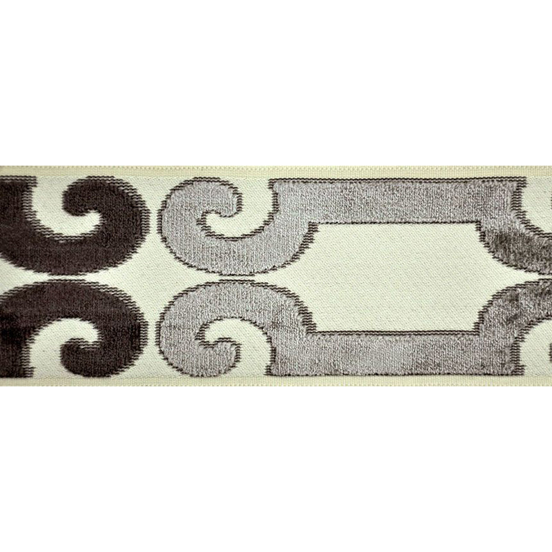 Decorative Chenille Trim Tape - 3 1/2" Width (25 Yard Roll) - BR-7523-49/11 Grey/Brown