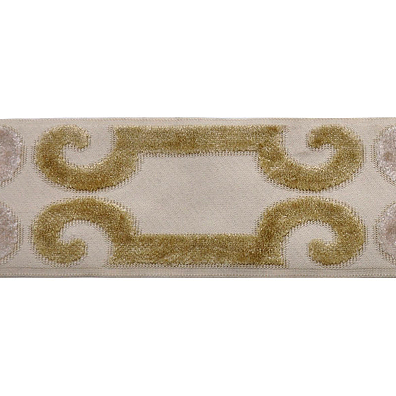 Decorative Chenille Trim Tape - 3 1/2" Width (25 Yard Roll) - BR-7523-82/11 Beige/Taupe