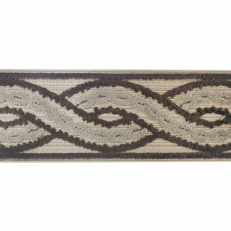 Decorative Chenille Trim Tape - 3 1/2" Width (25 Yard Roll) - BR-7525-49/11 Grey/Taupe