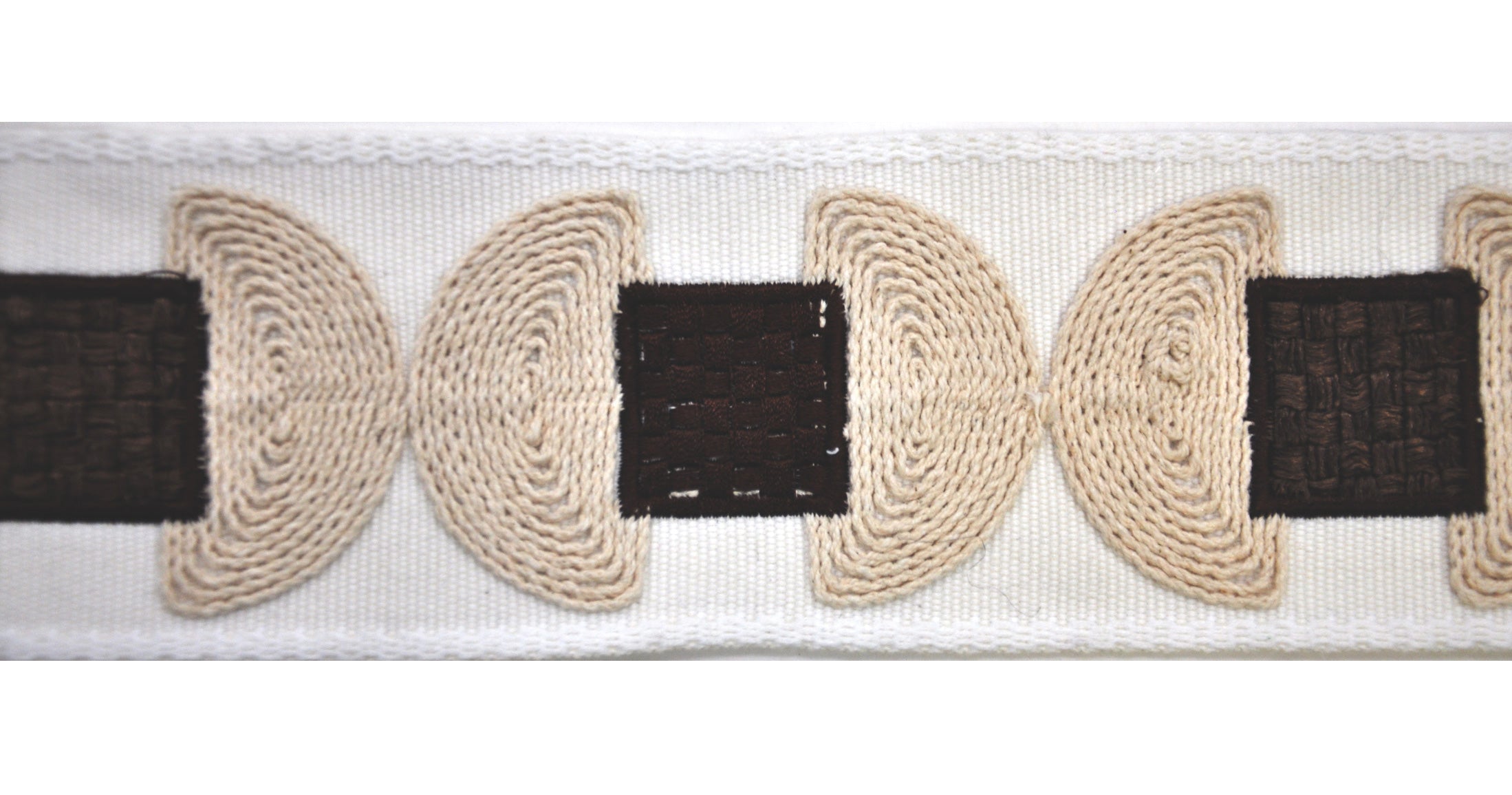 Decorative Chenille Trim Tape - 3" Width (23-30 Yard Roll) - BR-7353 Ivory/Brown