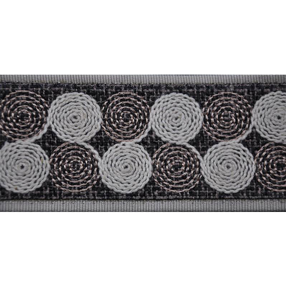 Decorative Woven Trim Tape - 2 3/8" Width (25 Yard Roll) - BR-7591-49 Circles Charcoal