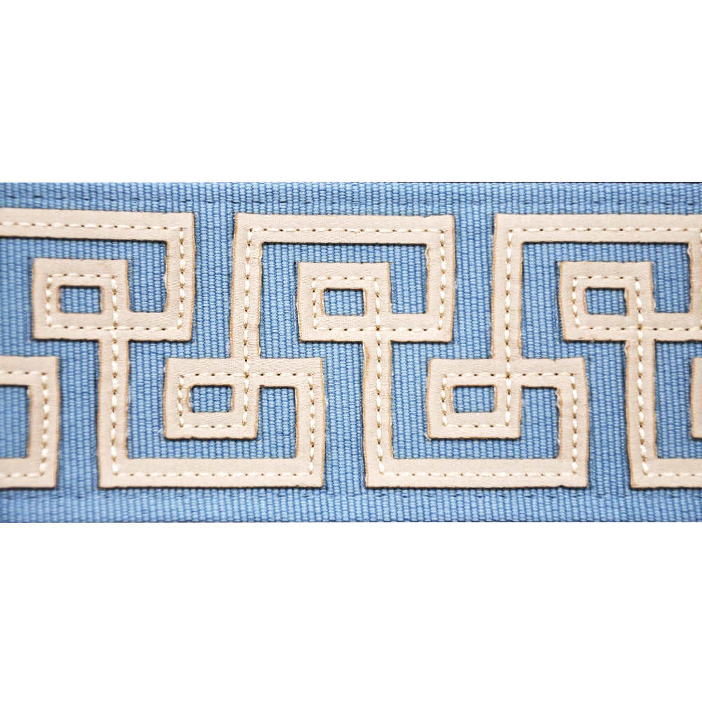 Decorative Woven Trim Tape - 2 3/8" Width (25 Yard Roll) - BR-7593-03 Greek Key Blue