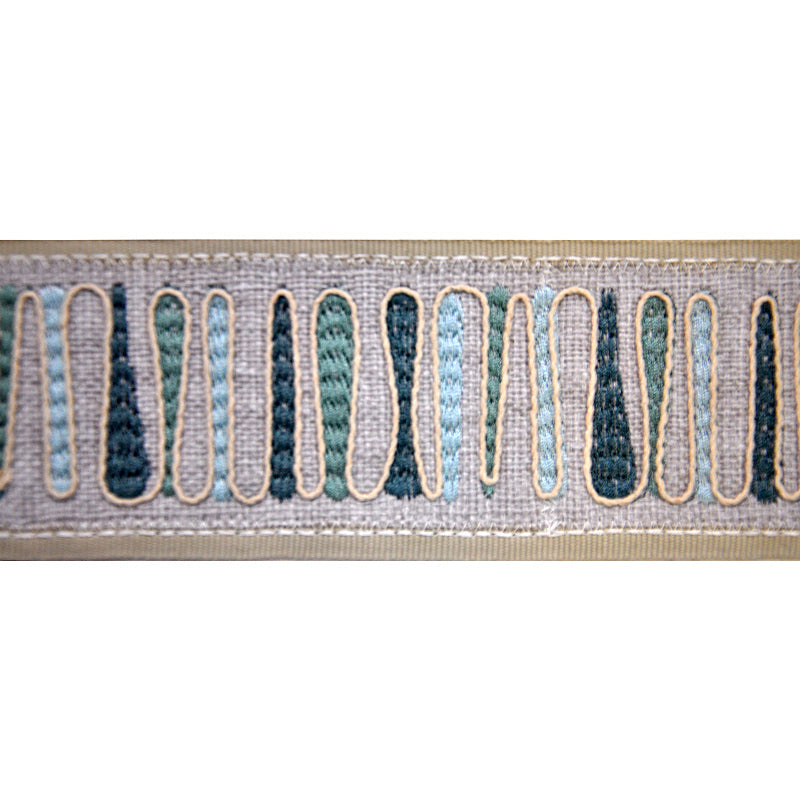 Decorative Woven Trim Tape - 3 1/2" Width (25 Yard Roll) - BR-7350-33 Mint/Light Grey