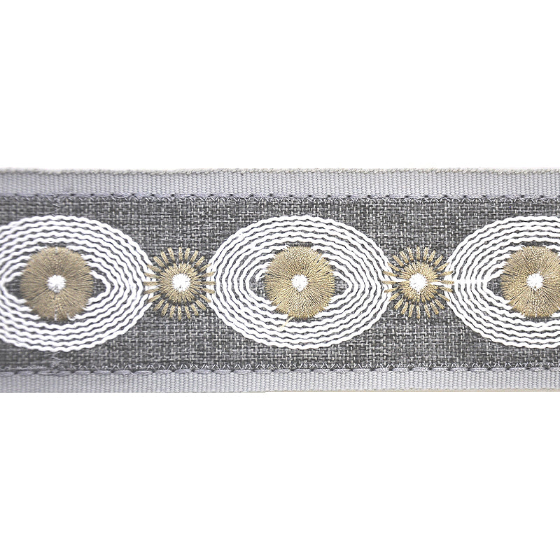 Decorative Woven Trim Tape - 3" Width (23-30 Yard Roll) - BR-7354-49/27 Grey/White