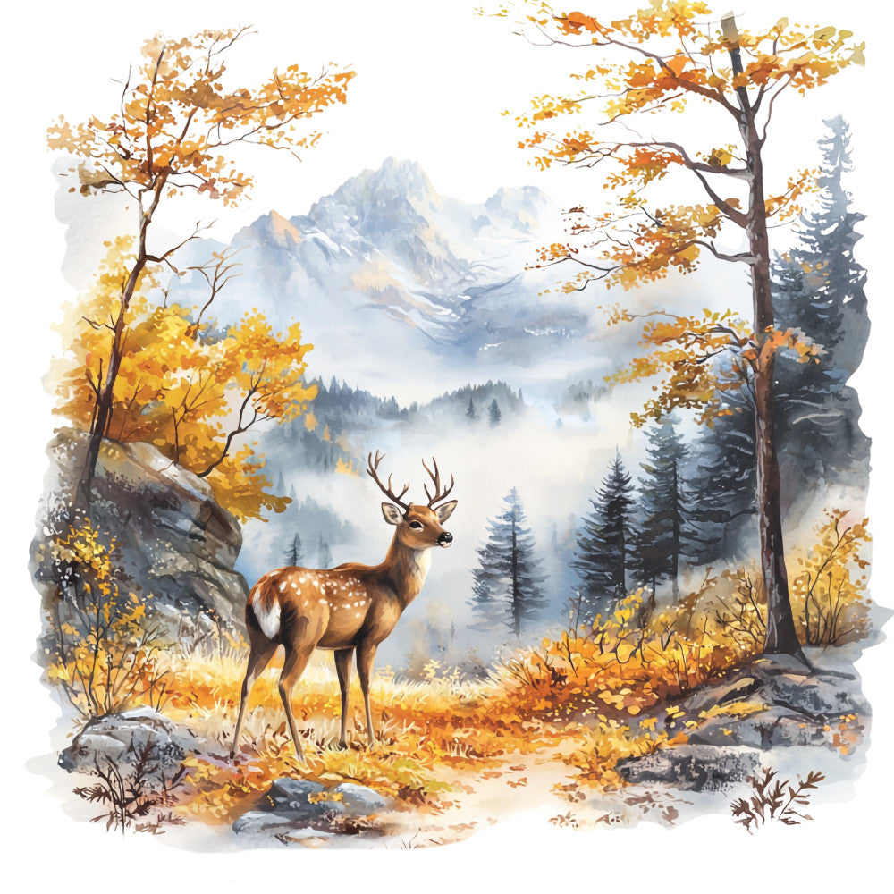 Deer in Nature Fabric Panel 20