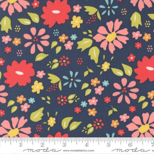Delightfully Yours Navy Cotton Wideback Fabric Per Yard