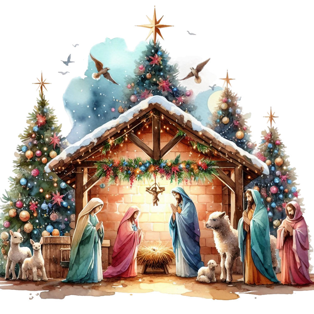 Detailed Christmas Nativity Scene Fabric Panel 22 QuiltingFabricPanels