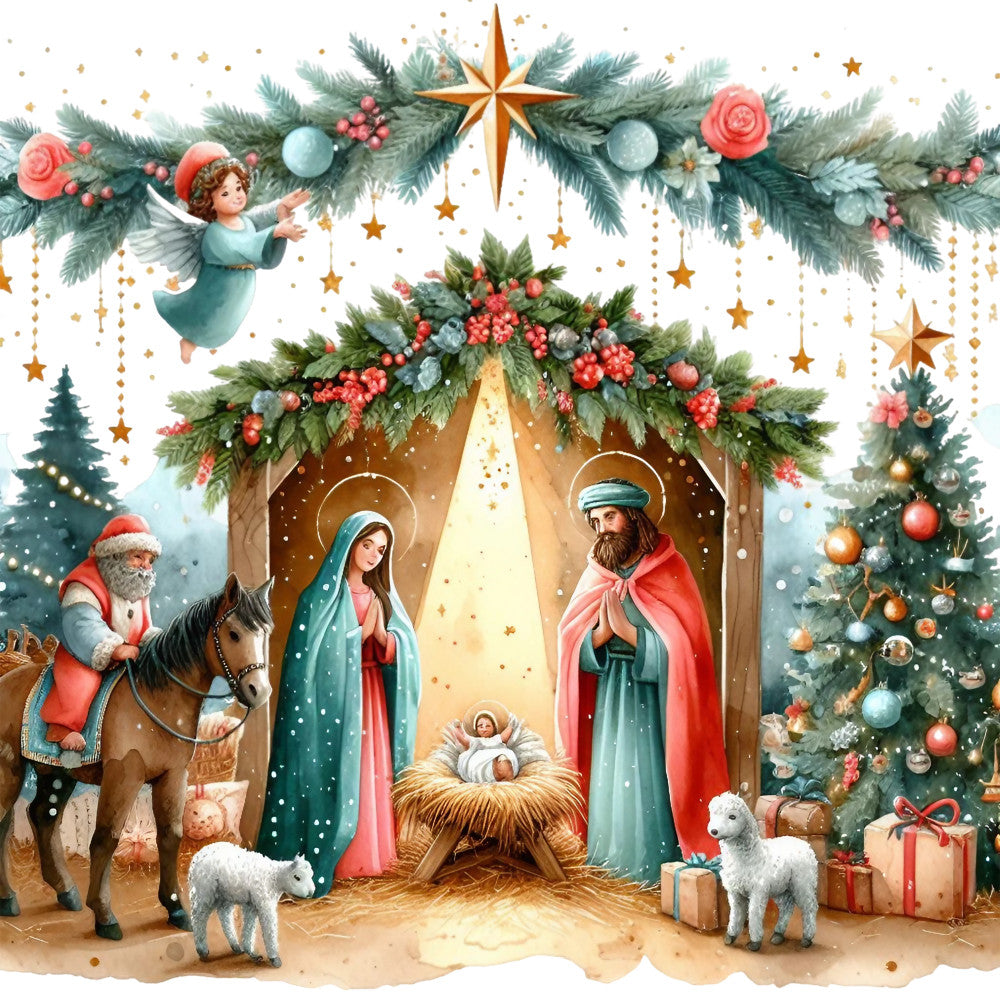 Detailed Christmas Nativity Scene Fabric Panel 30 QuiltingFabricPanels