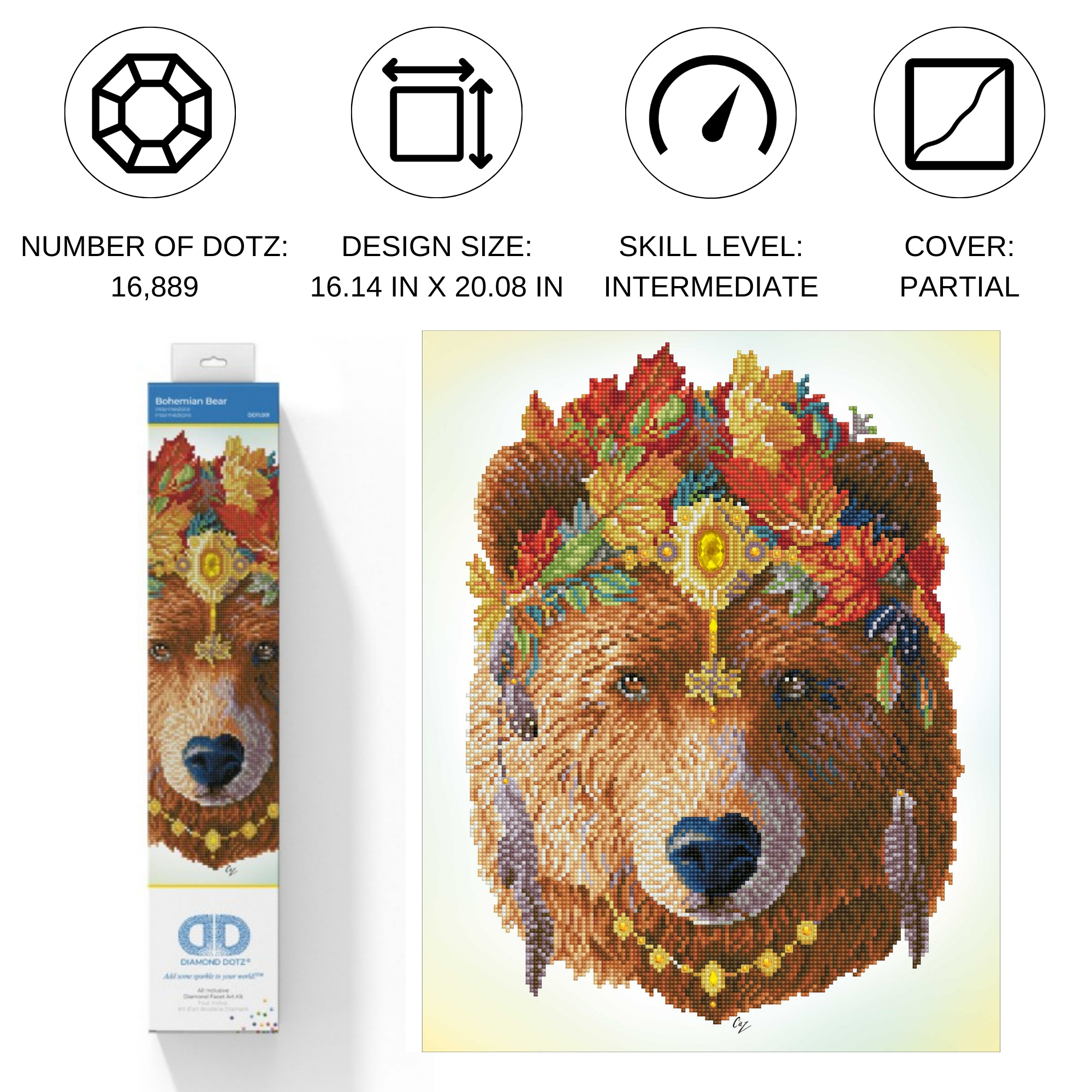 Diamond Dotz Bohemian Bear - 16.1" x 20.1"