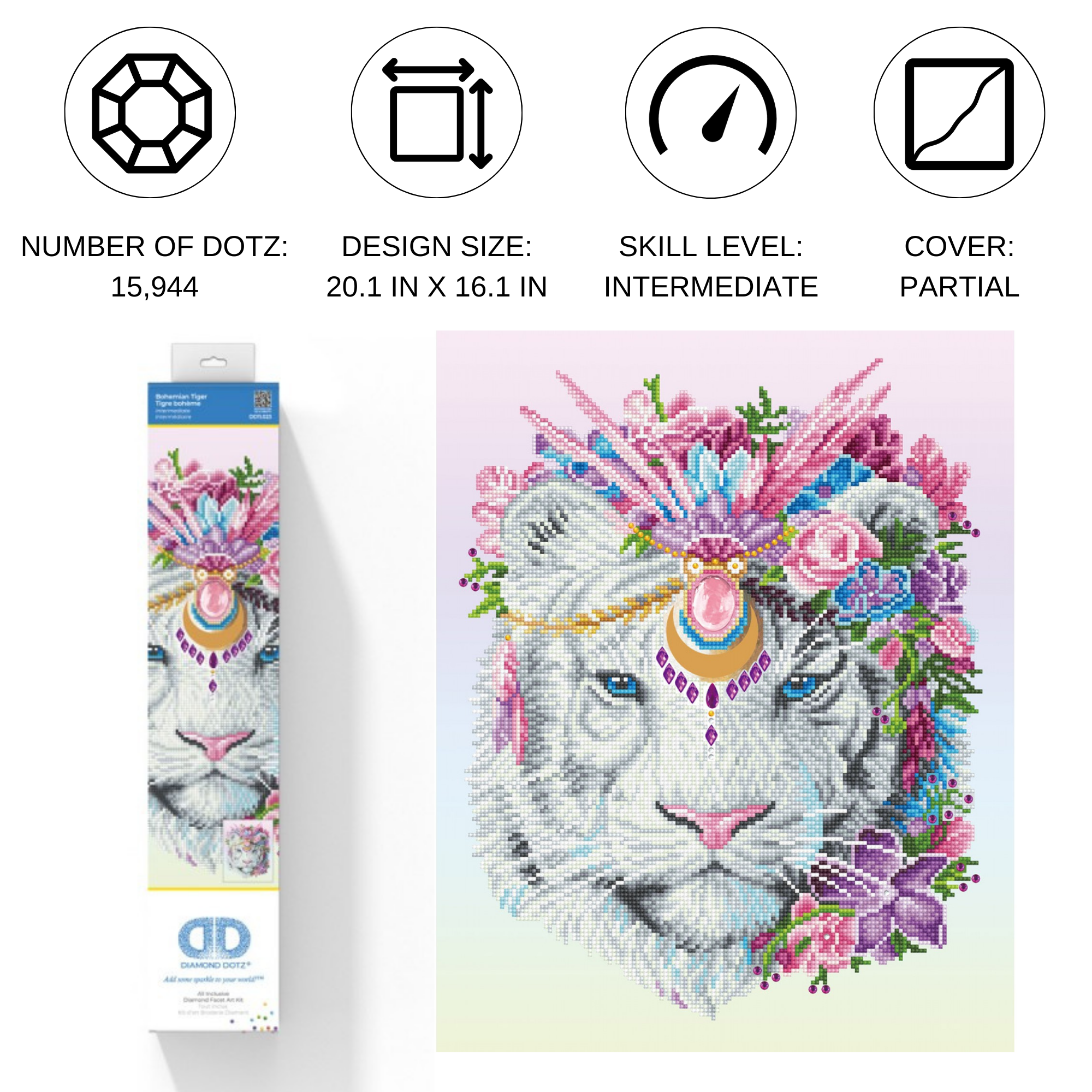 Diamond Dotz Bohemian Tiger - 16.1" x 20.1"