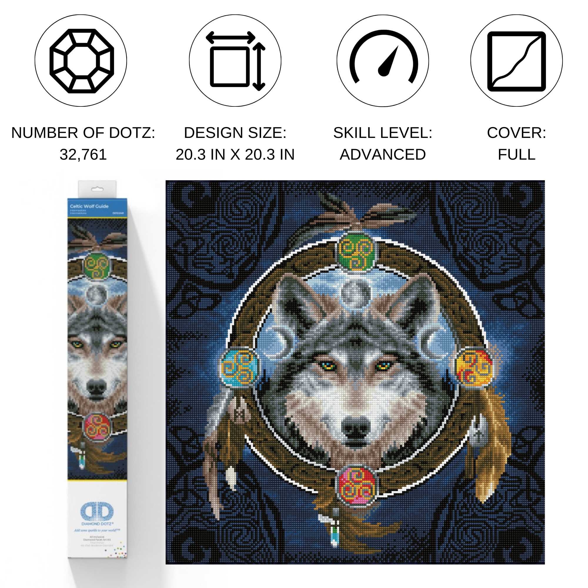 Diamond Dotz Celtic Wolf Guide - 20.3" x 20.3"