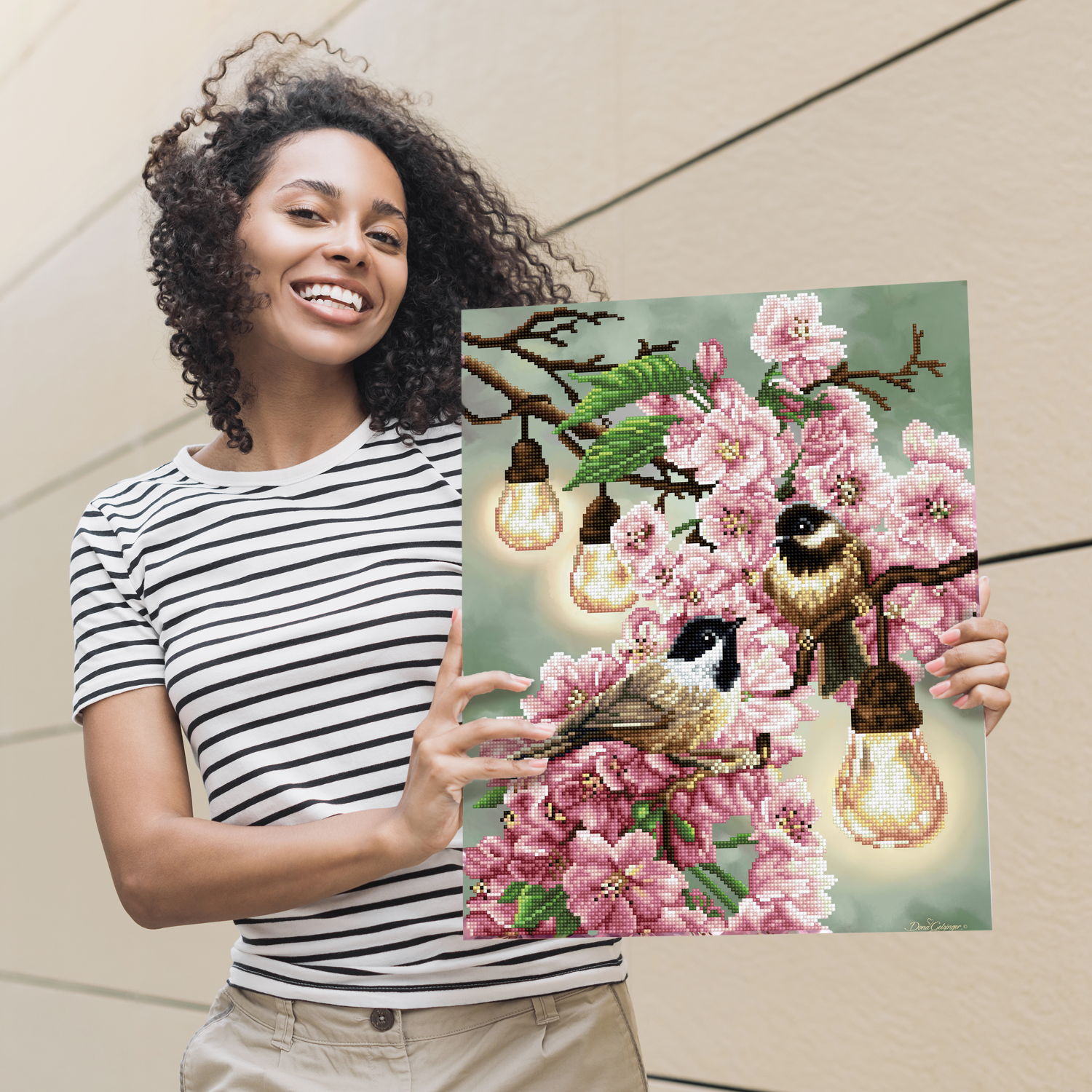 Diamond Dotz Cherry Blossoms & Chickadees - 16.5" x 20.5"