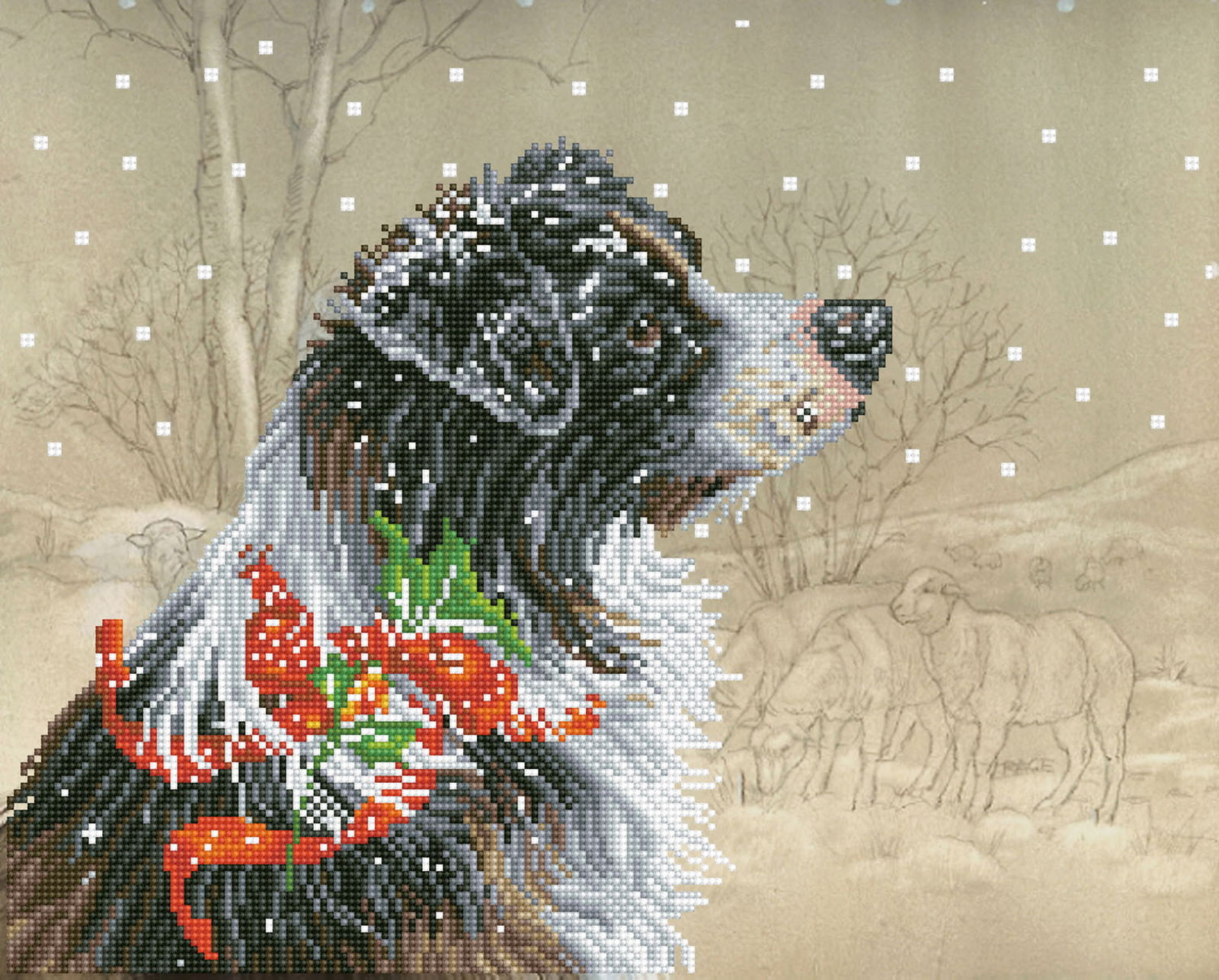 Diamond Dotz Christmas Collie - 19.7" x 15.8"