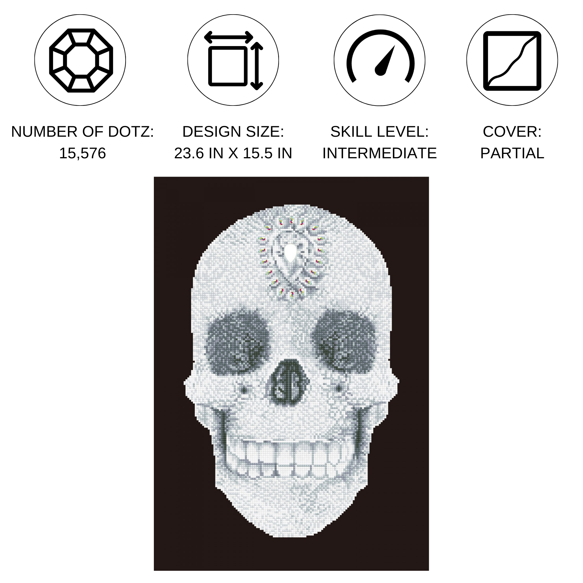 Diamond Dotz Crystal Skull - 16.5" x 23.6"