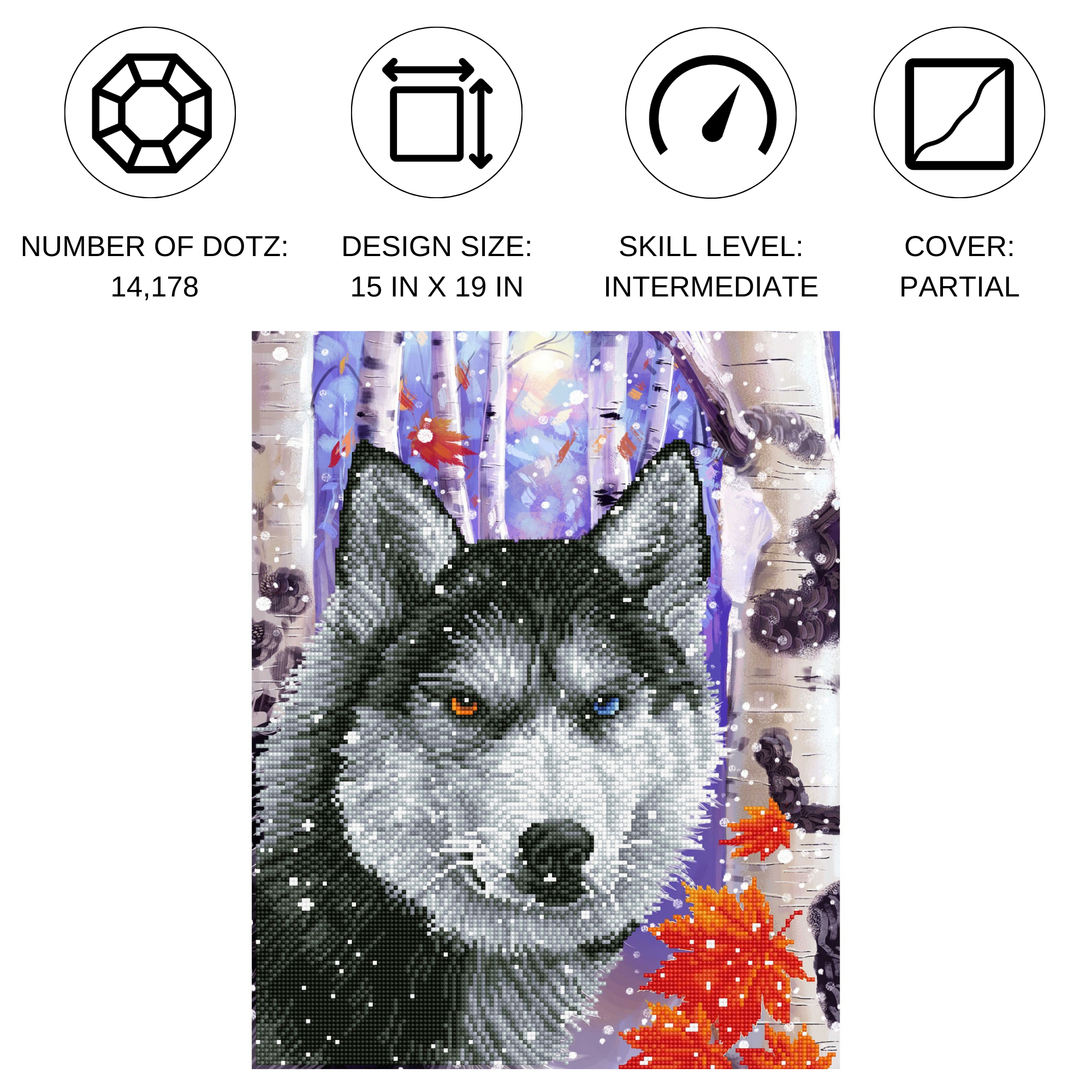 Diamond Dotz Forest Wolf - 15.8" x 19."7