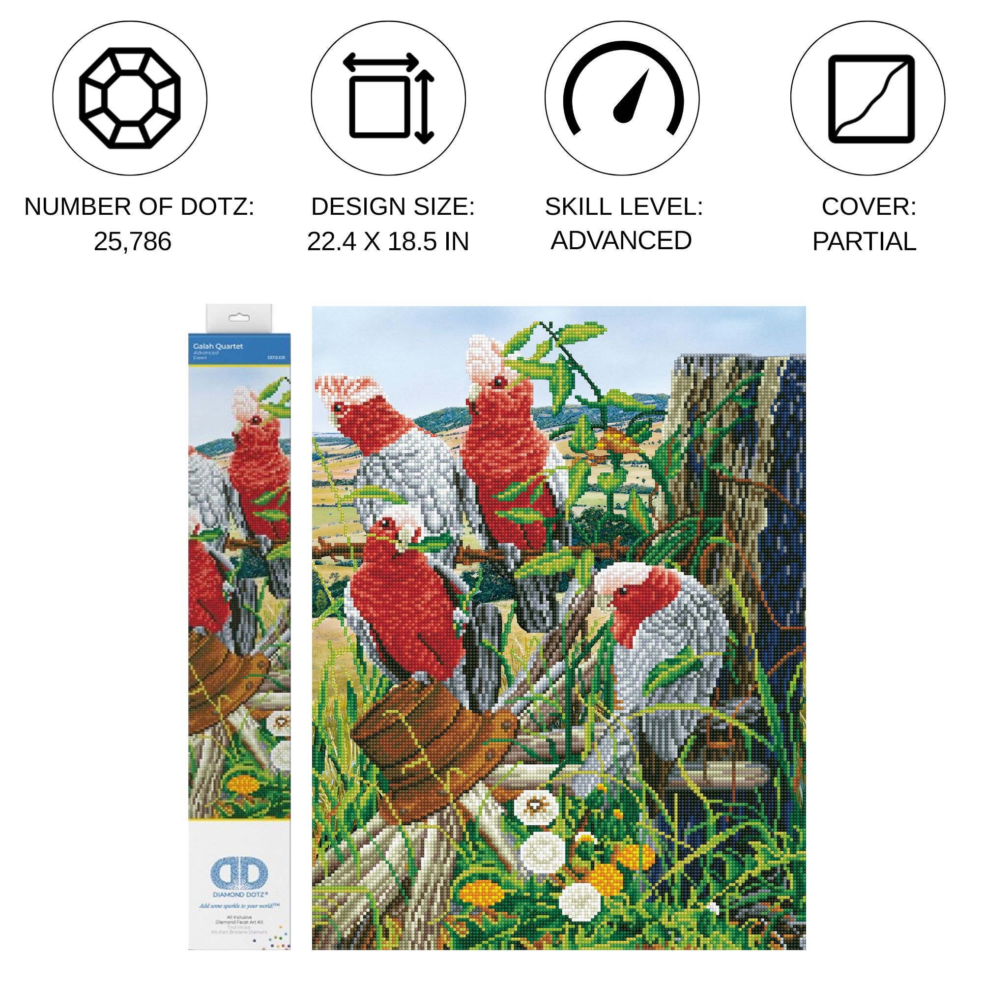 Diamond Dotz Galah Quartet - 18.5" x 22.4"