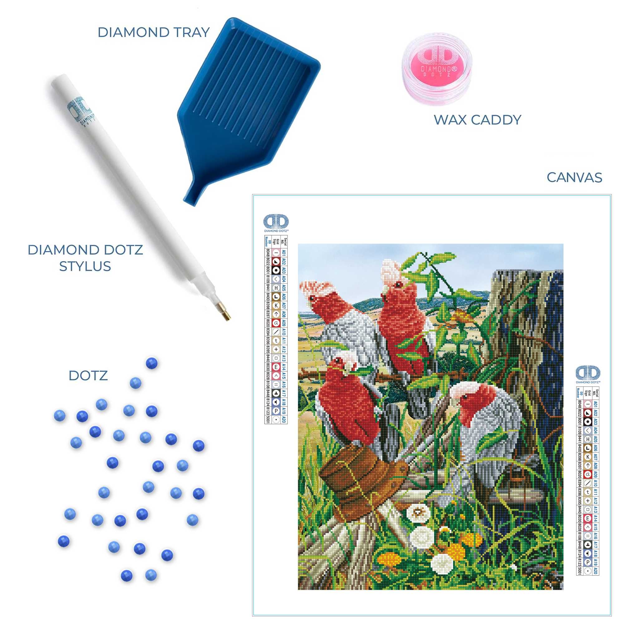 Diamond Dotz Galah Quartet - 18.5" x 22.4"