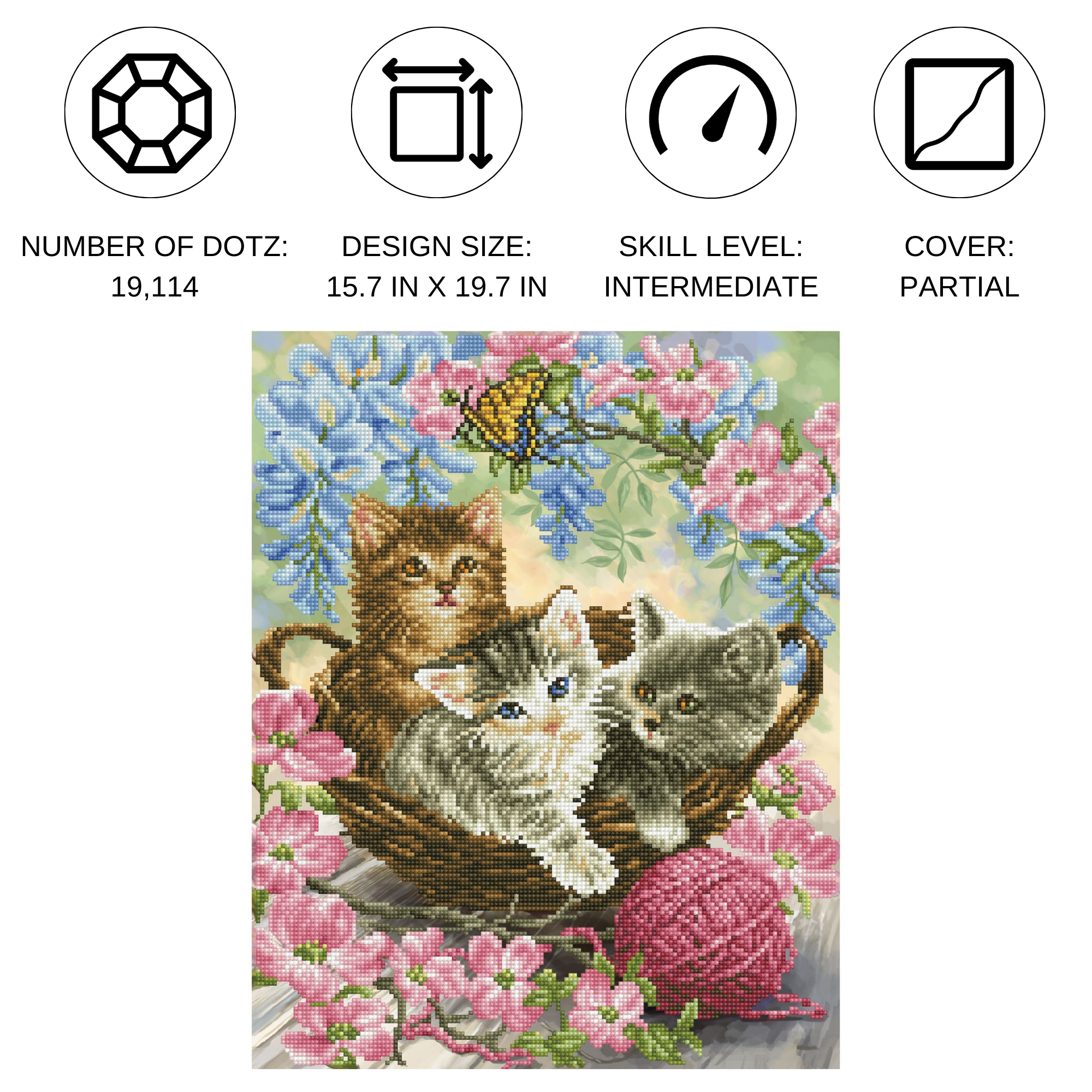 Diamond Dotz Kitty Knits - 15.8" x 19.7"