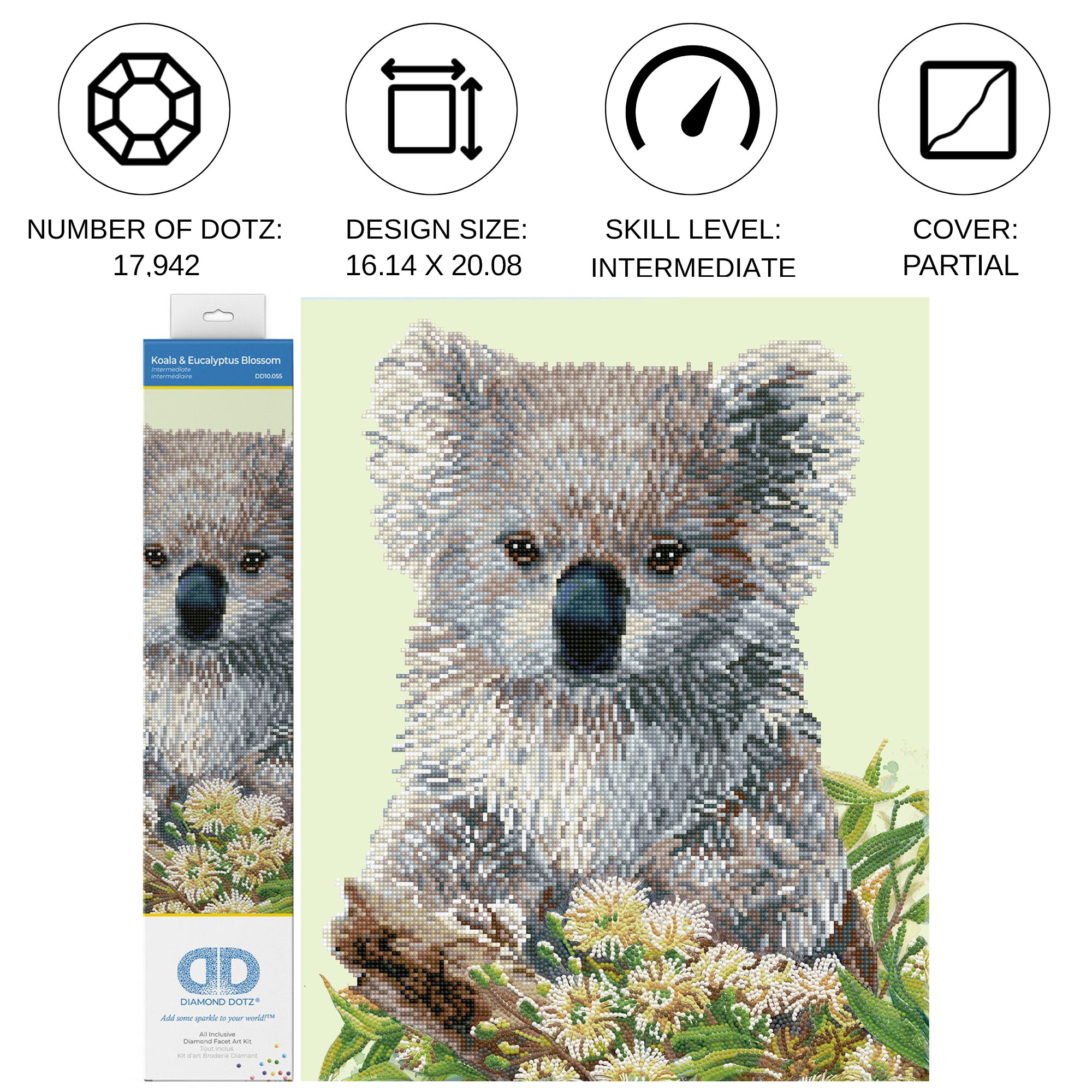 Diamond Dotz Koala & Eucalyptus Blossom - 16.1" x 20.1"