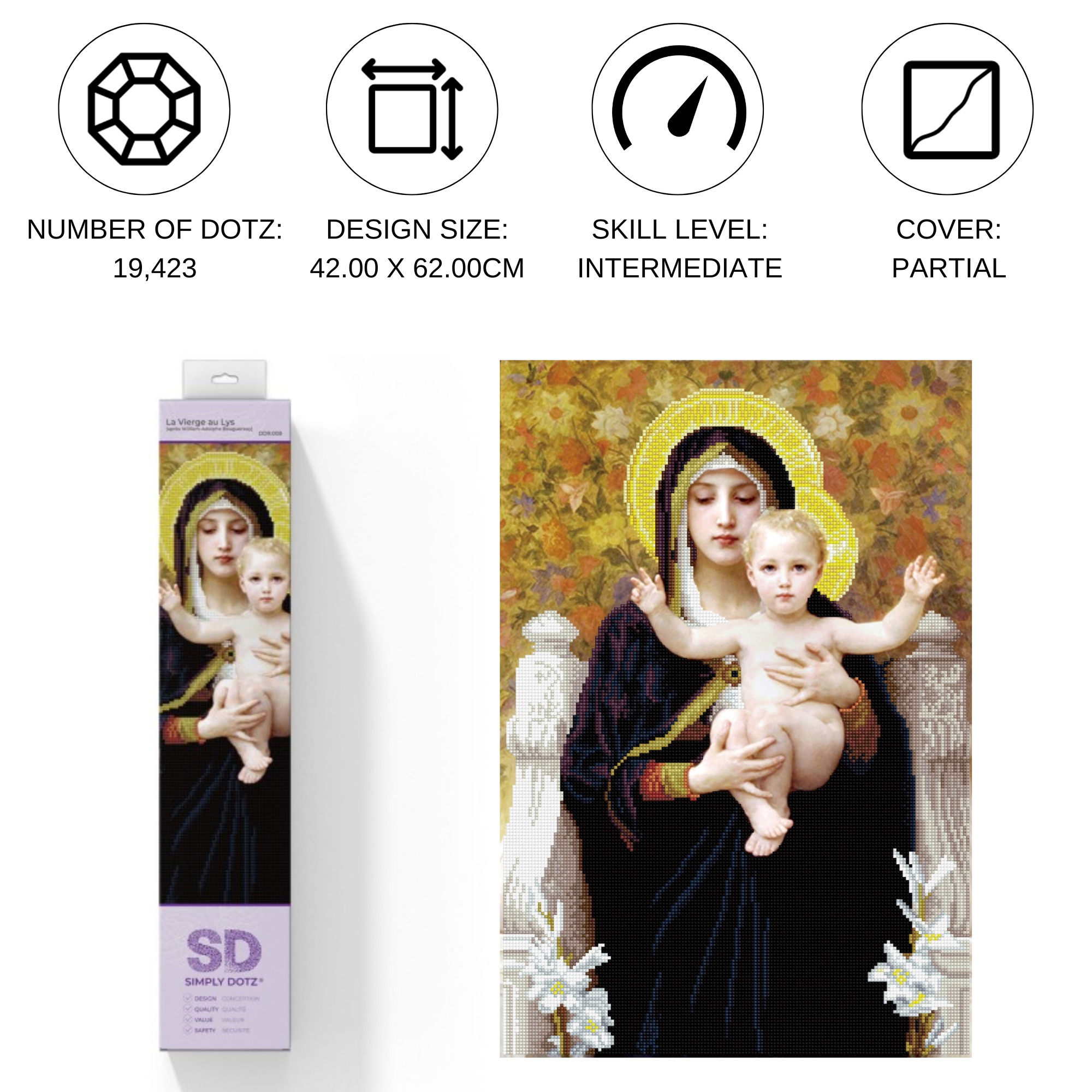 Diamond Dotz La Vierge au Lys (apres William-Adolphe Bouguereay) - 16.5" x 24.4"