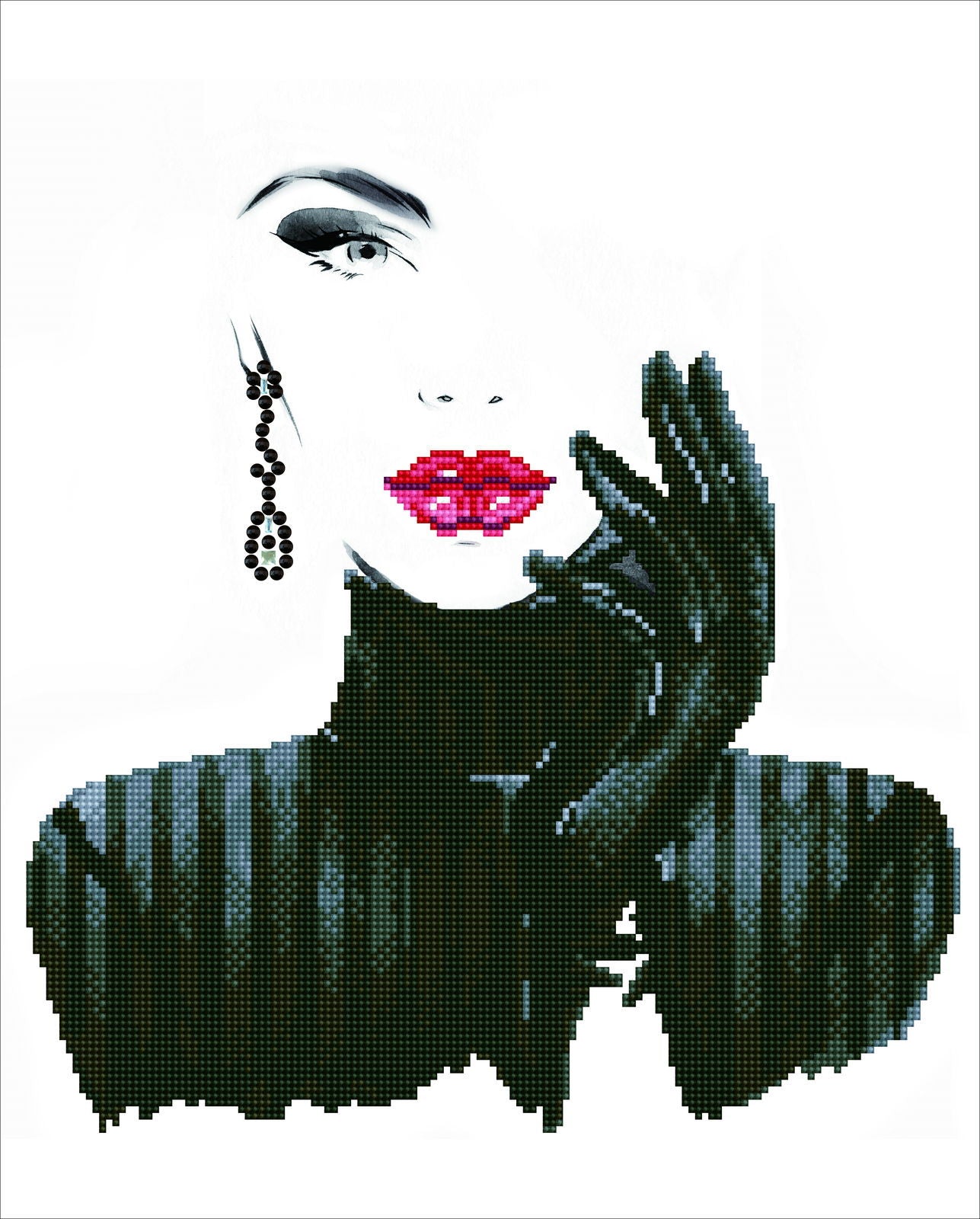 Diamond Dotz Lady in Black - 16.5" x 20.5"