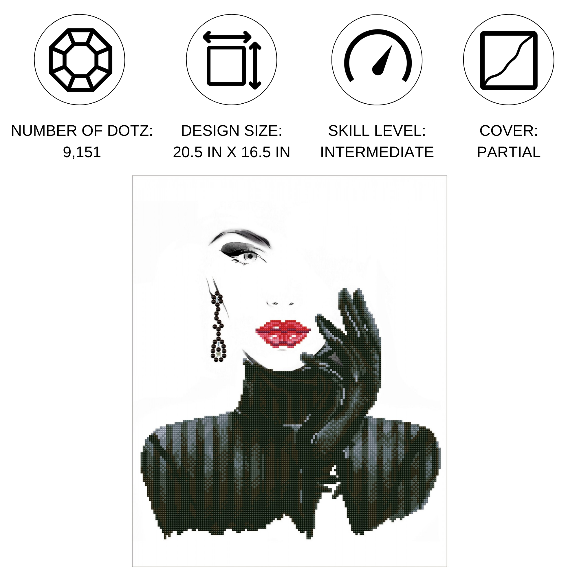 Diamond Dotz Lady in Black - 16.5" x 20.5"