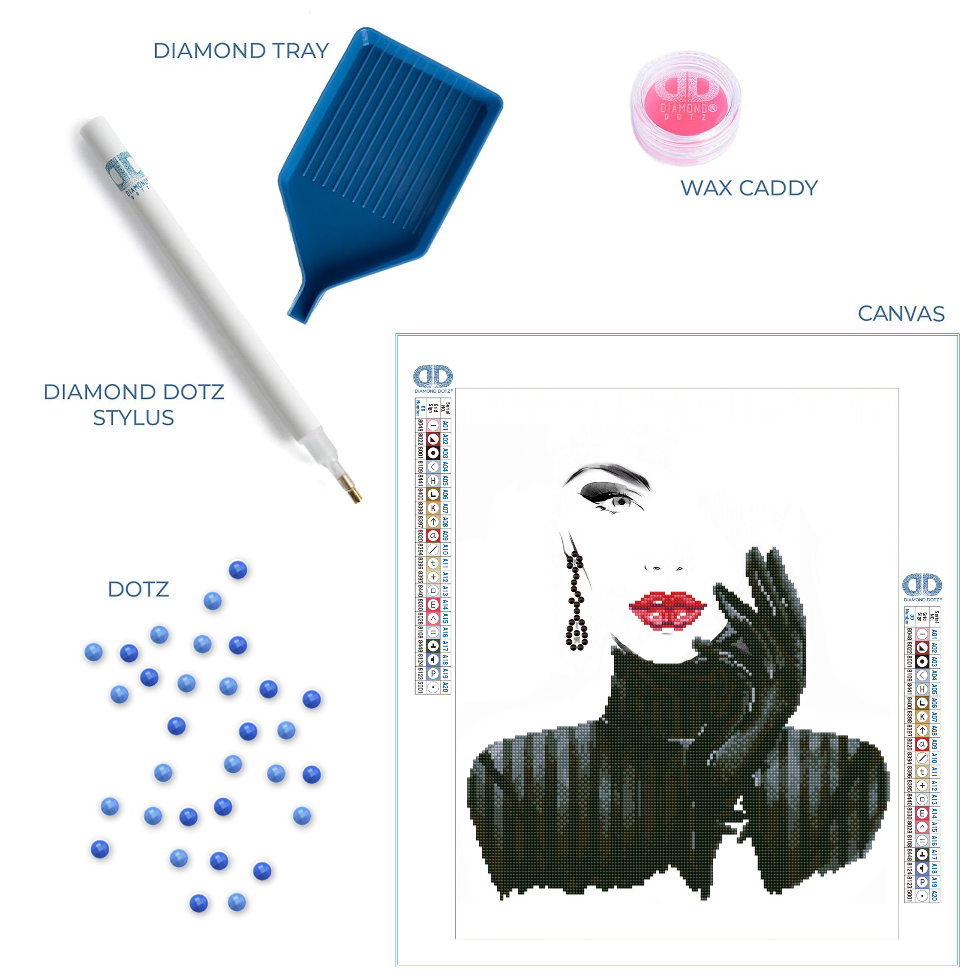 Diamond Dotz Lady in Black - 16.5" x 20.5"