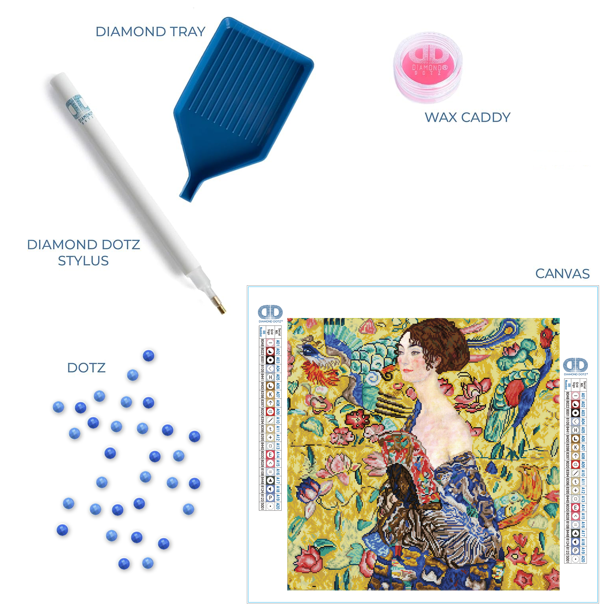 Diamond Dotz Lady with Fan (apres Klimt) - 26.4" x 26.4"