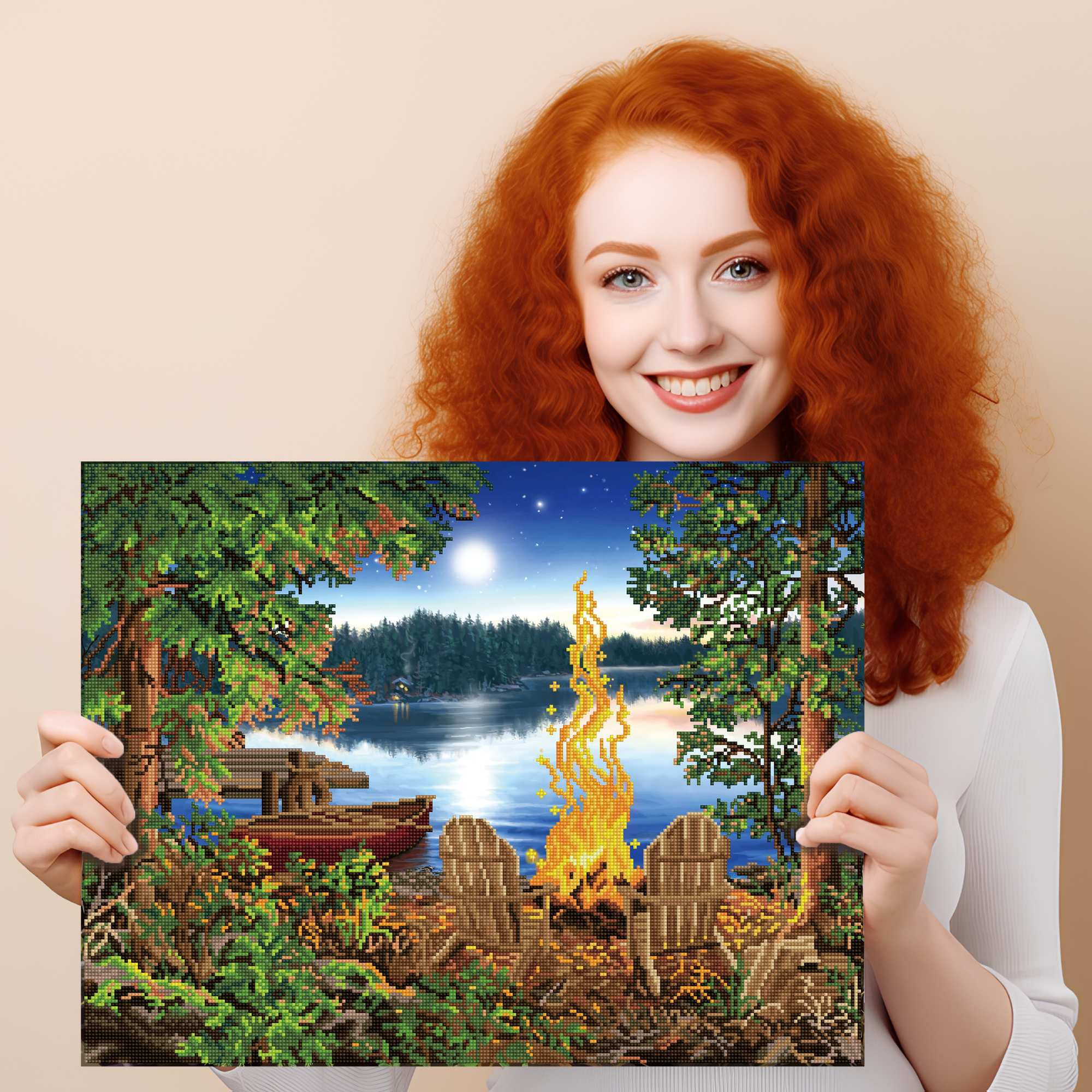 Diamond Dotz Lakeside Red Canoe - 26.0" x 20.1"