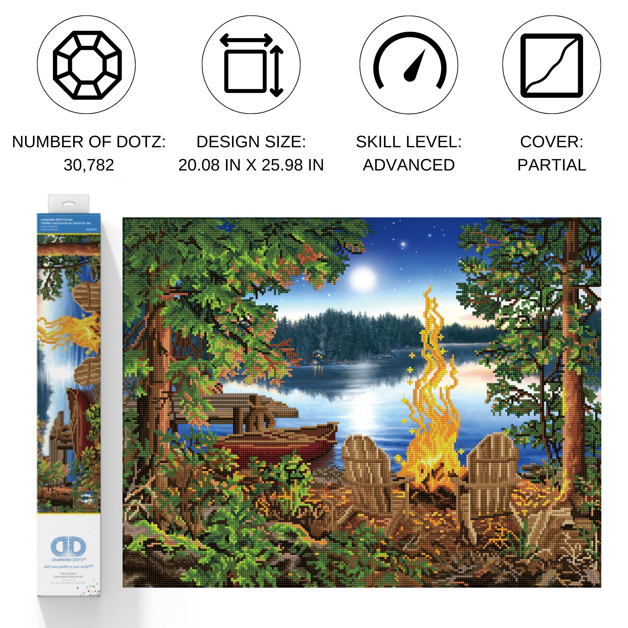 Diamond Dotz Lakeside Red Canoe - 26.0" x 20.1"