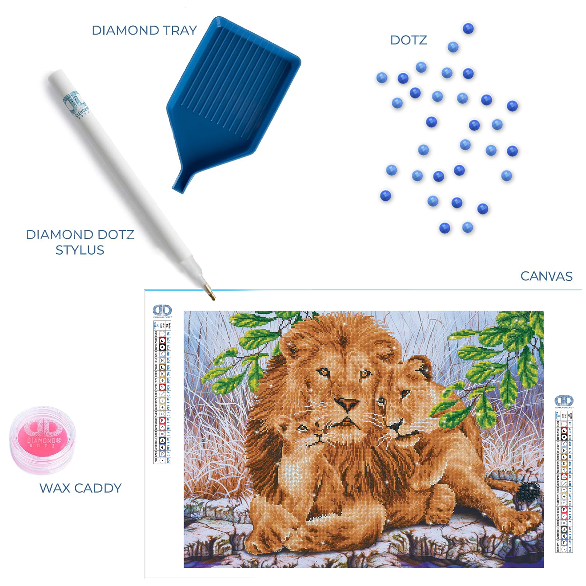 Diamond Dotz Lion Family - 30.3" x 21.7"