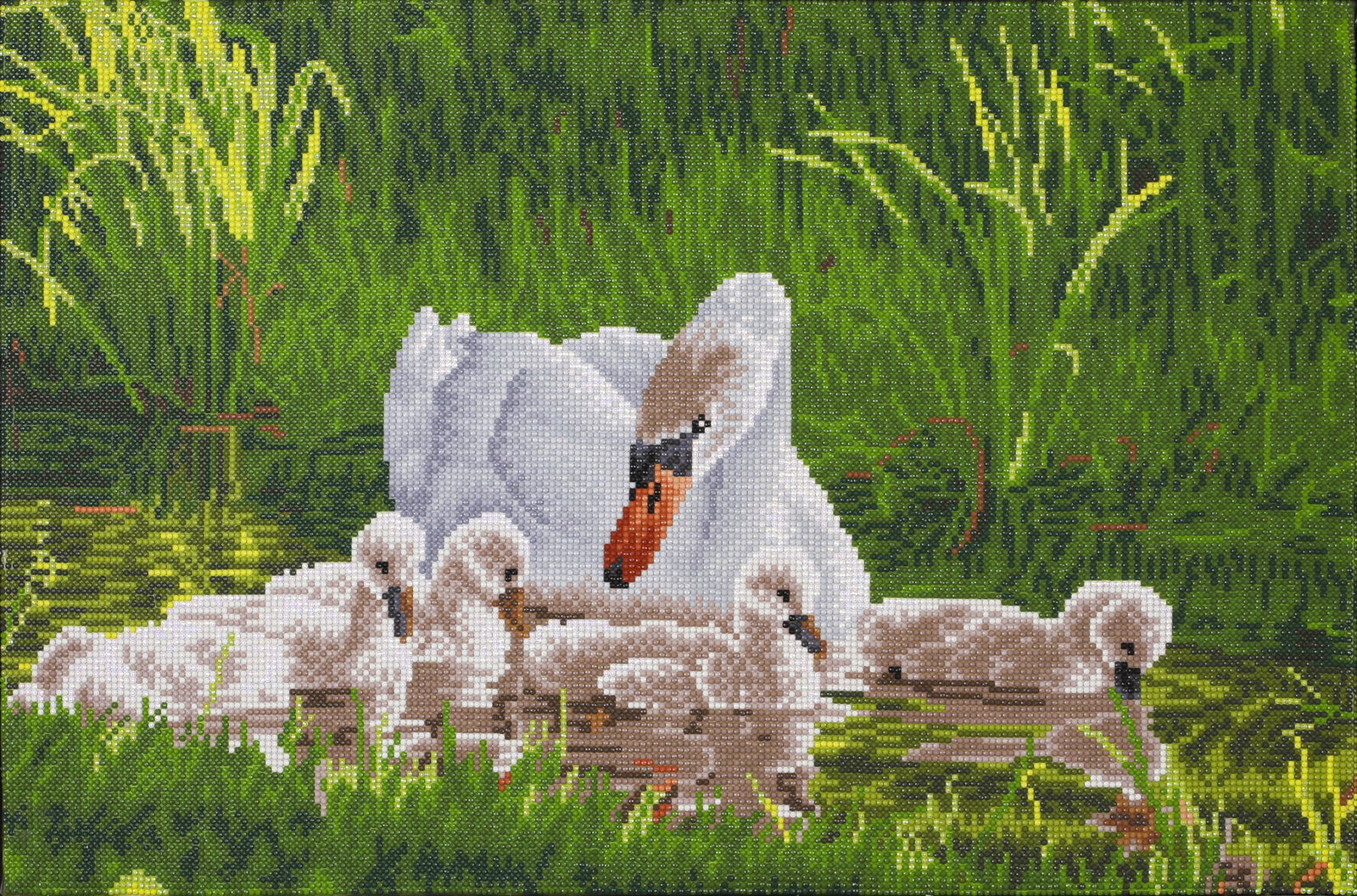 Diamond Dotz Mother Swan & Signets - 24.4" x 16.1"