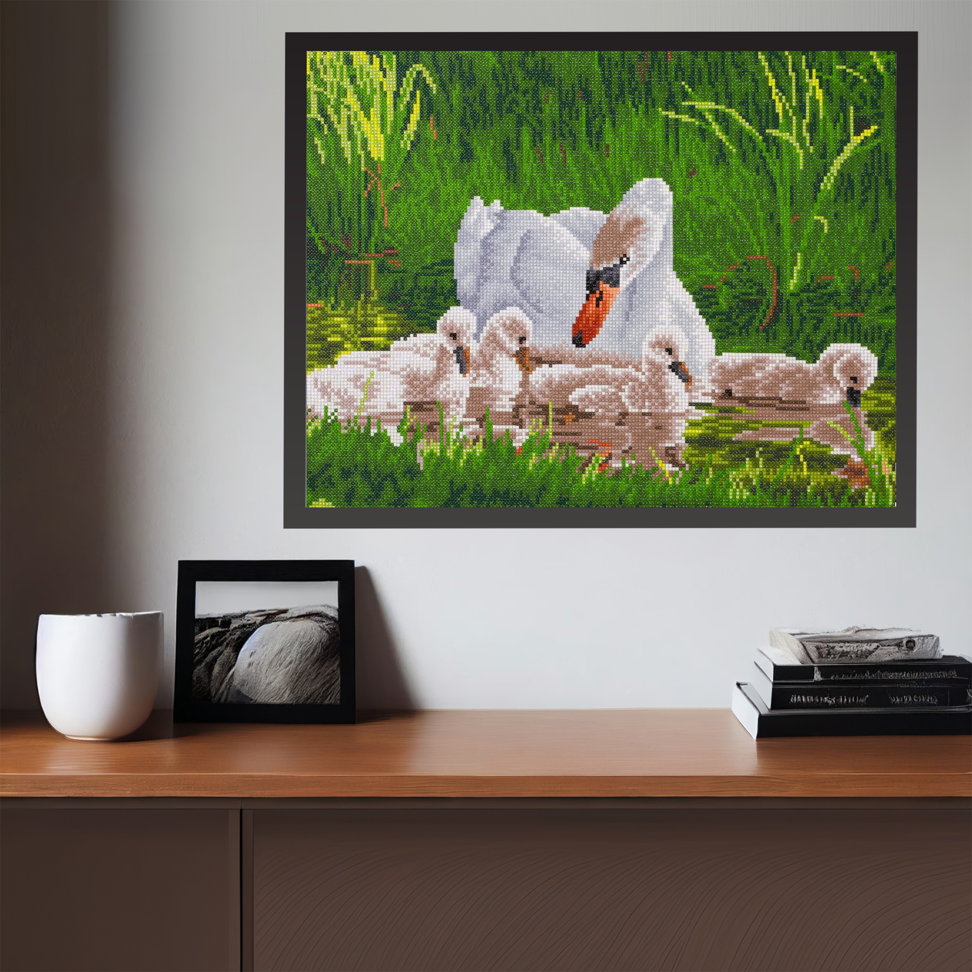 Diamond Dotz Mother Swan & Signets - 24.4" x 16.1"