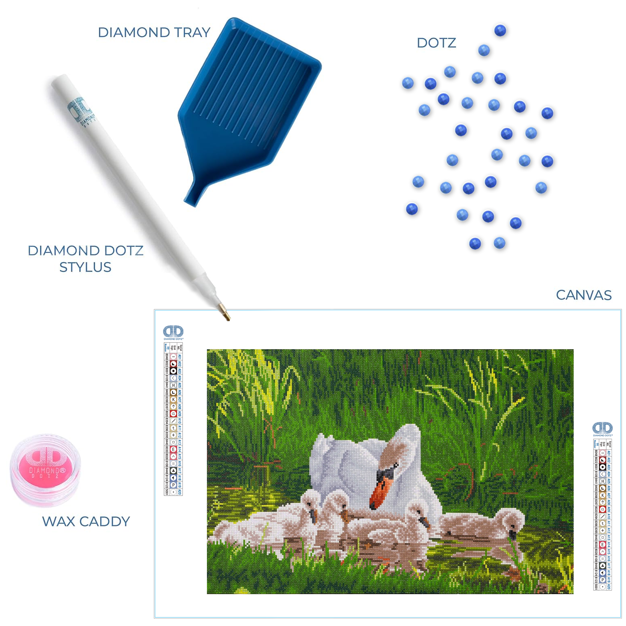 Diamond Dotz Mother Swan & Signets - 24.4" x 16.1"