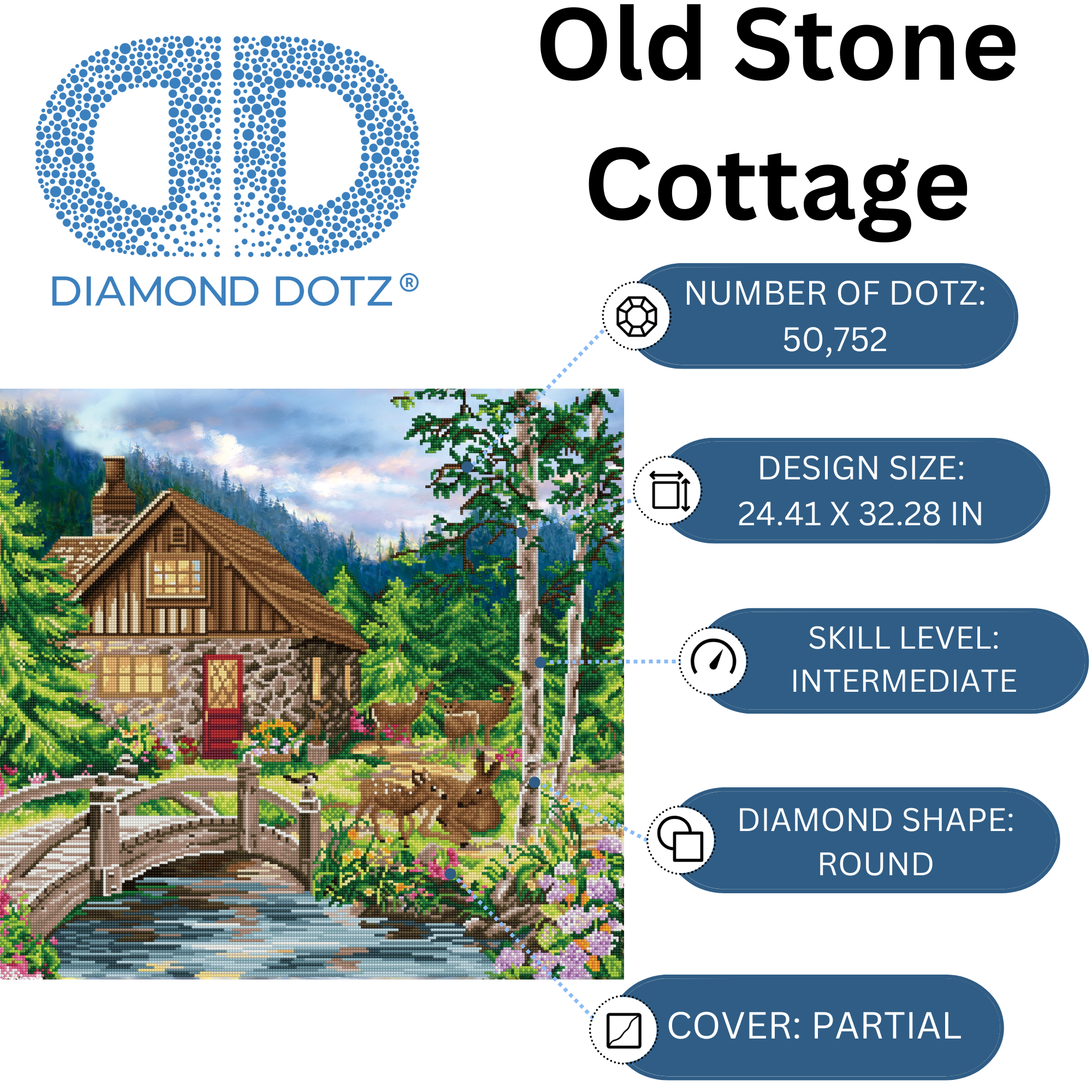 Diamond Dotz Old Stone Cottage - 32.3" x 24.4"