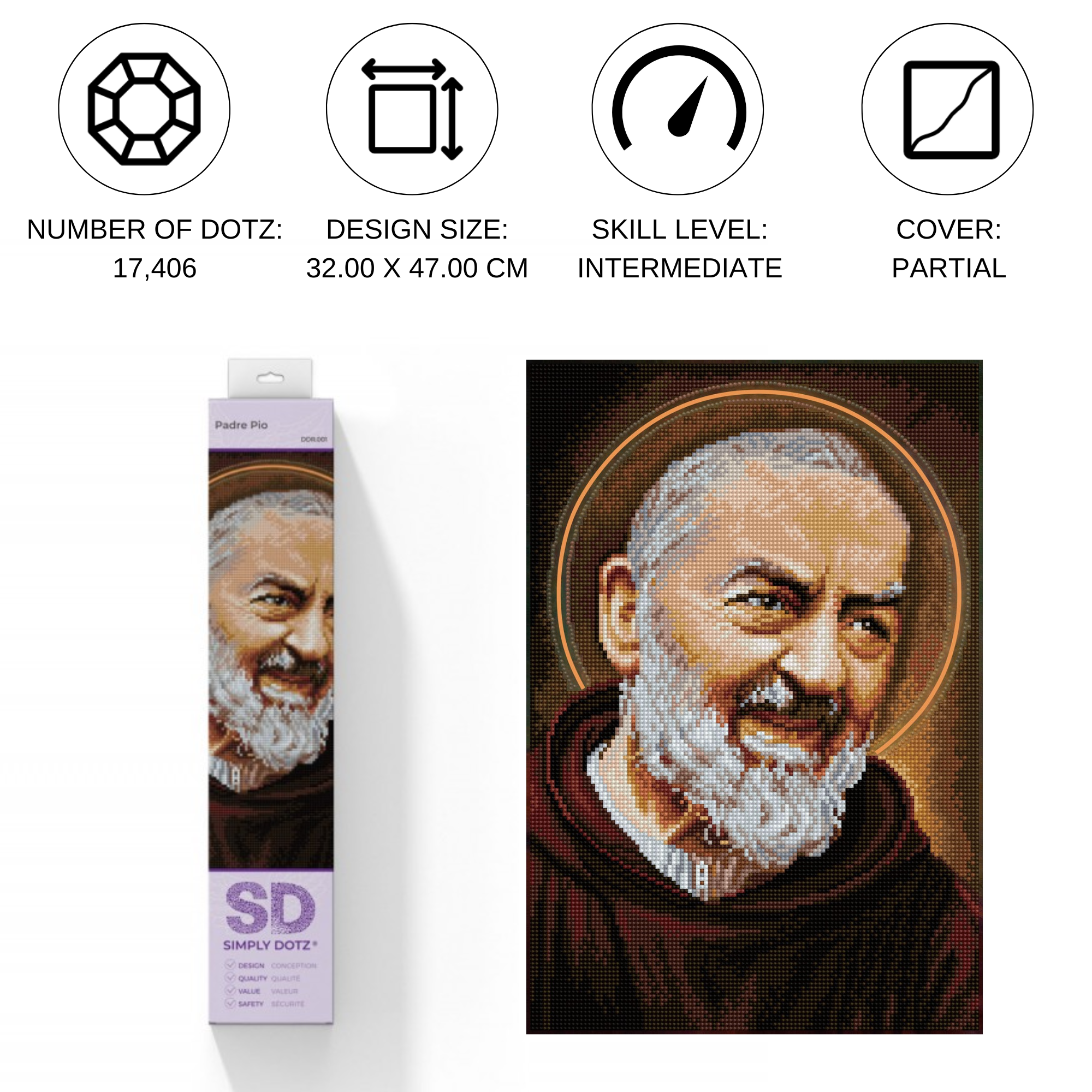 Diamond Dotz Padre Pio - 12.6" x 18.5"