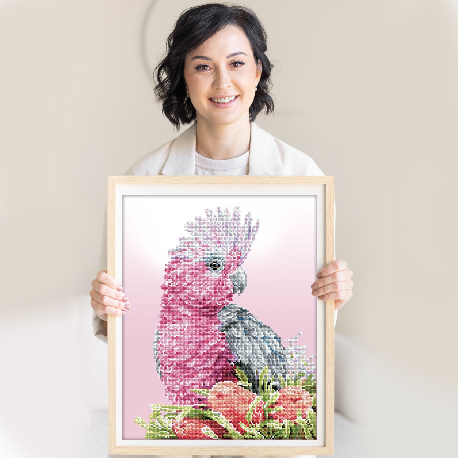 Diamond Dotz Pink Galah & Banksias - 16.1" x 20.1"