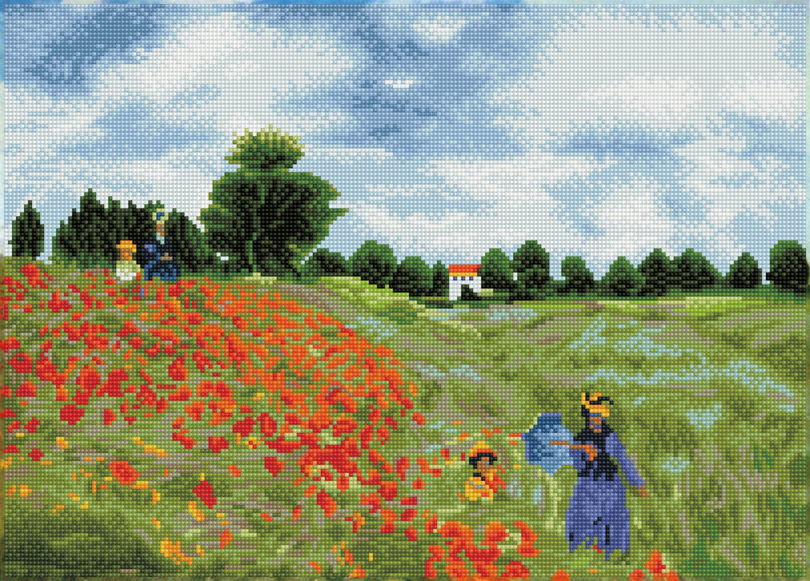 Diamond Dotz Poppy Fields (Apres Monet) - 22.4" x 16.1"
