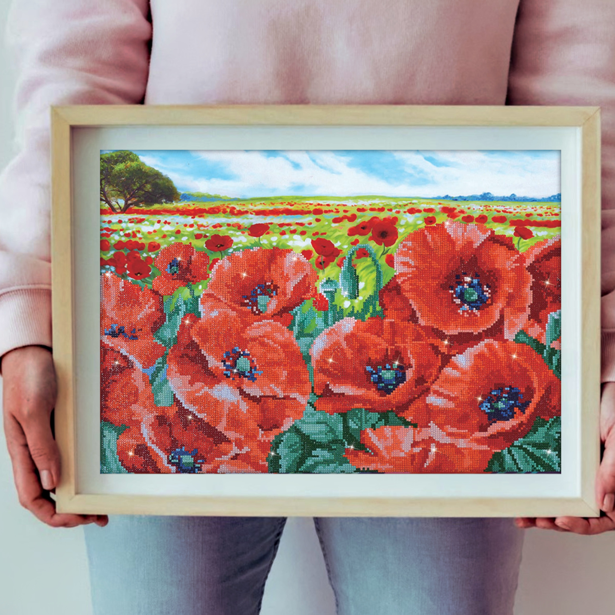 Diamond Dotz Red Poppy Field - 23.6" x 16.5"