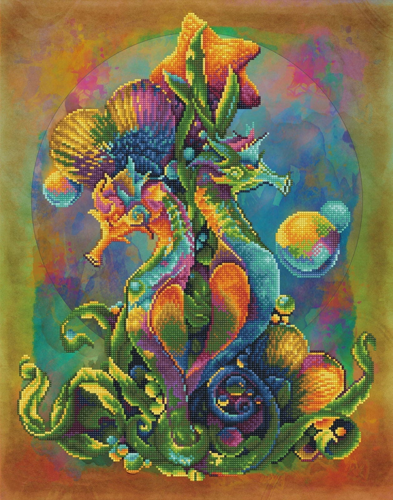 Diamond Dotz Sea Horses - 20.5" x 26.0"