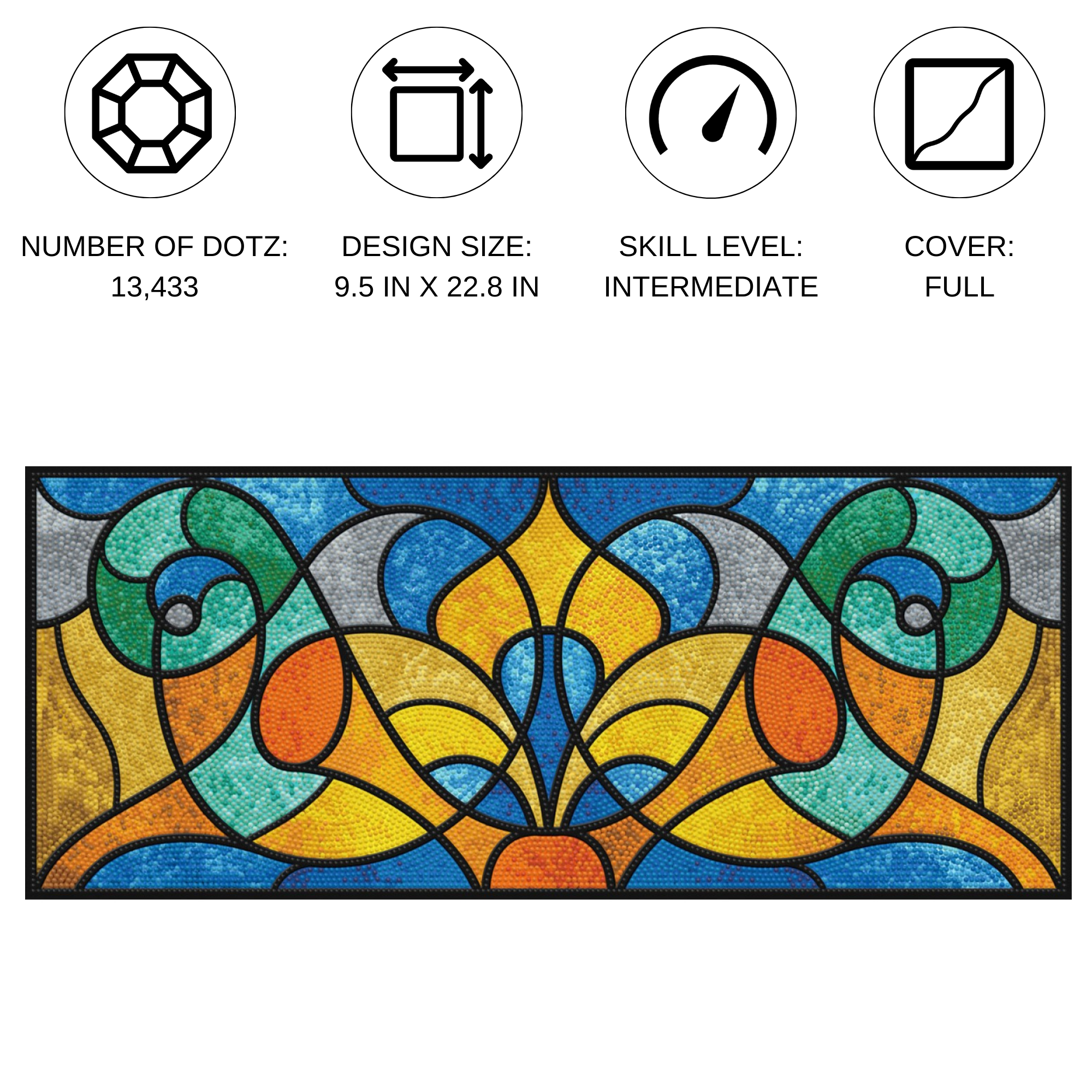 Diamond Dotz Stained Glass Study - 22.8" x 9.5"