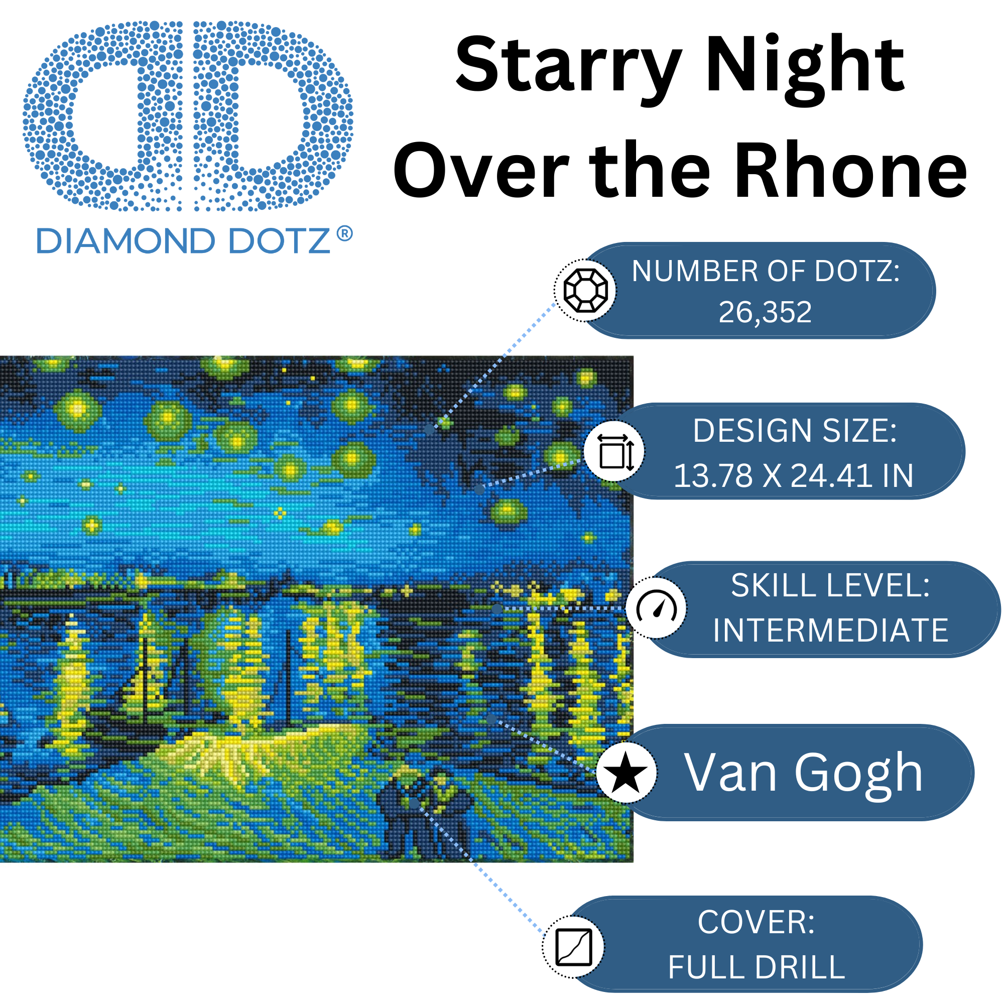 Diamond Dotz Starry Night Over the Rhone (Van Gogh) - 13.8" x 24.4"