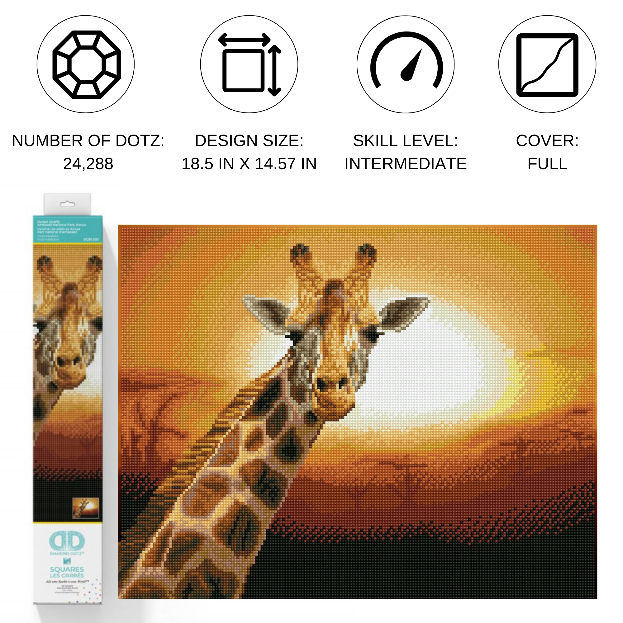 Diamond Dotz Sunset Giraffe Amboseli National Park Kenya - 18.5" x 14.6"