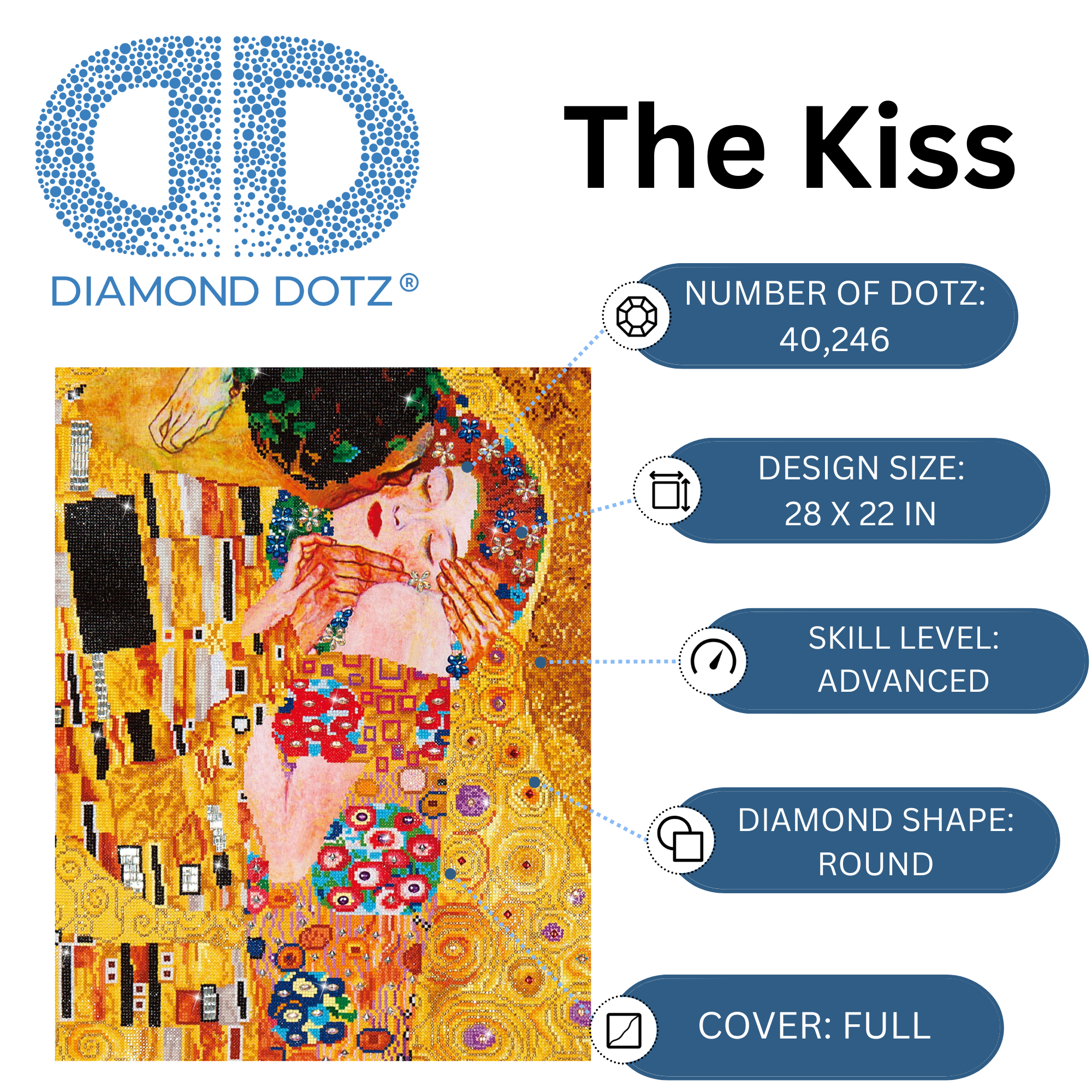 Diamond Dotz The Kiss (Klimt) - 22.0" x 28.0"
