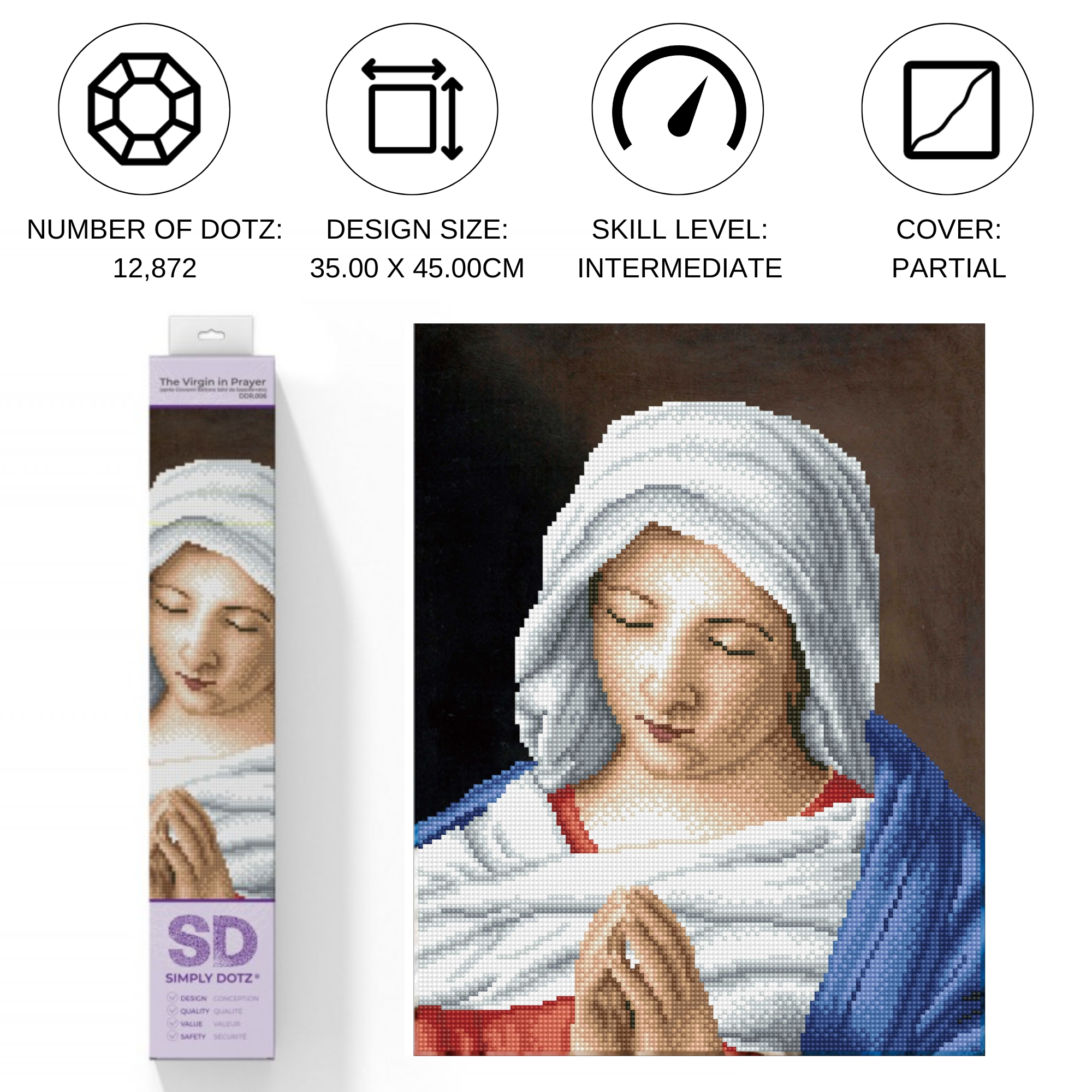 Diamond Dotz The Virgin in Prayer apres Giovanni Battista Salvi da Sassoferrato - 13.8" x 17.7"