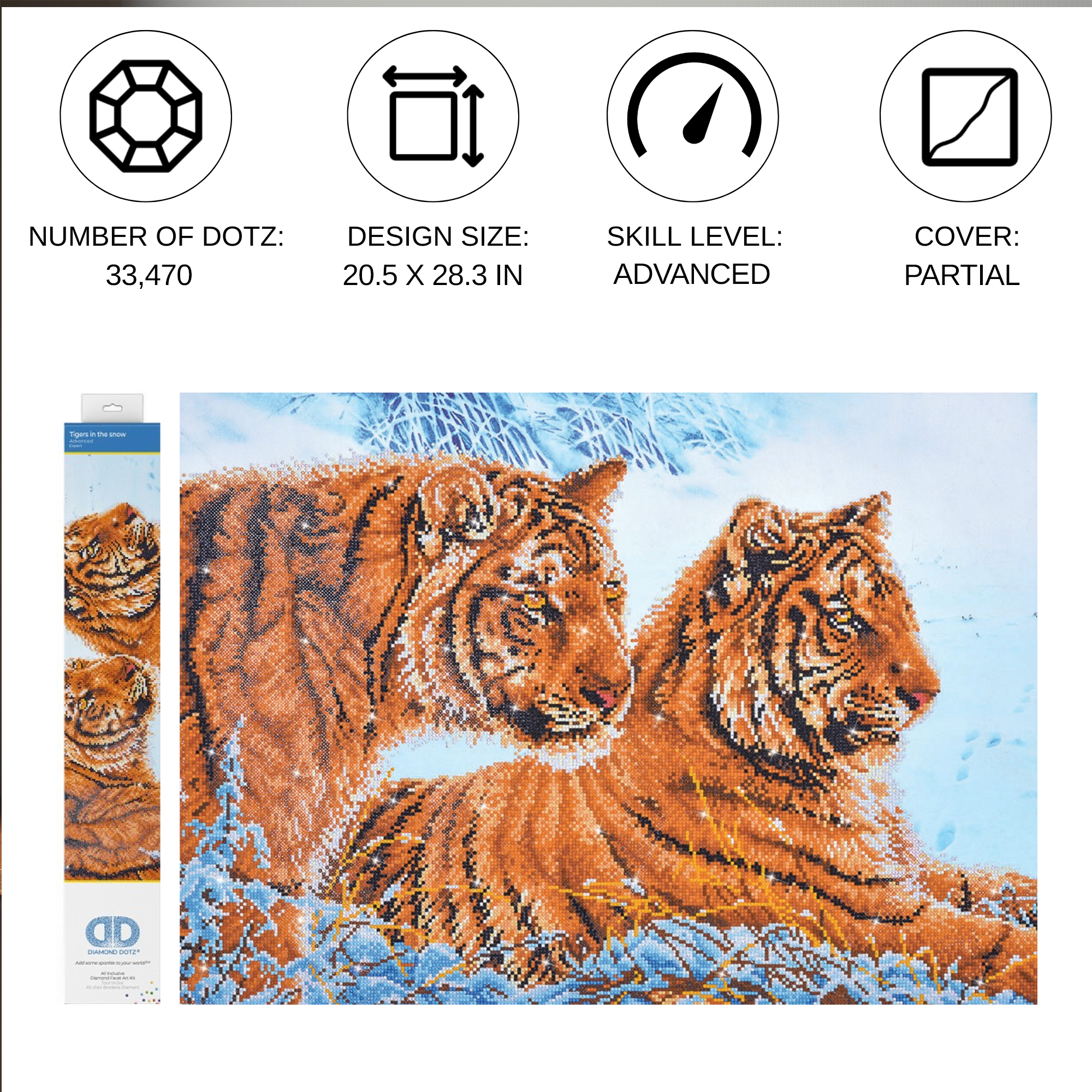 Diamond Dotz Tigers in the Snow - 28.4" x 20.5"